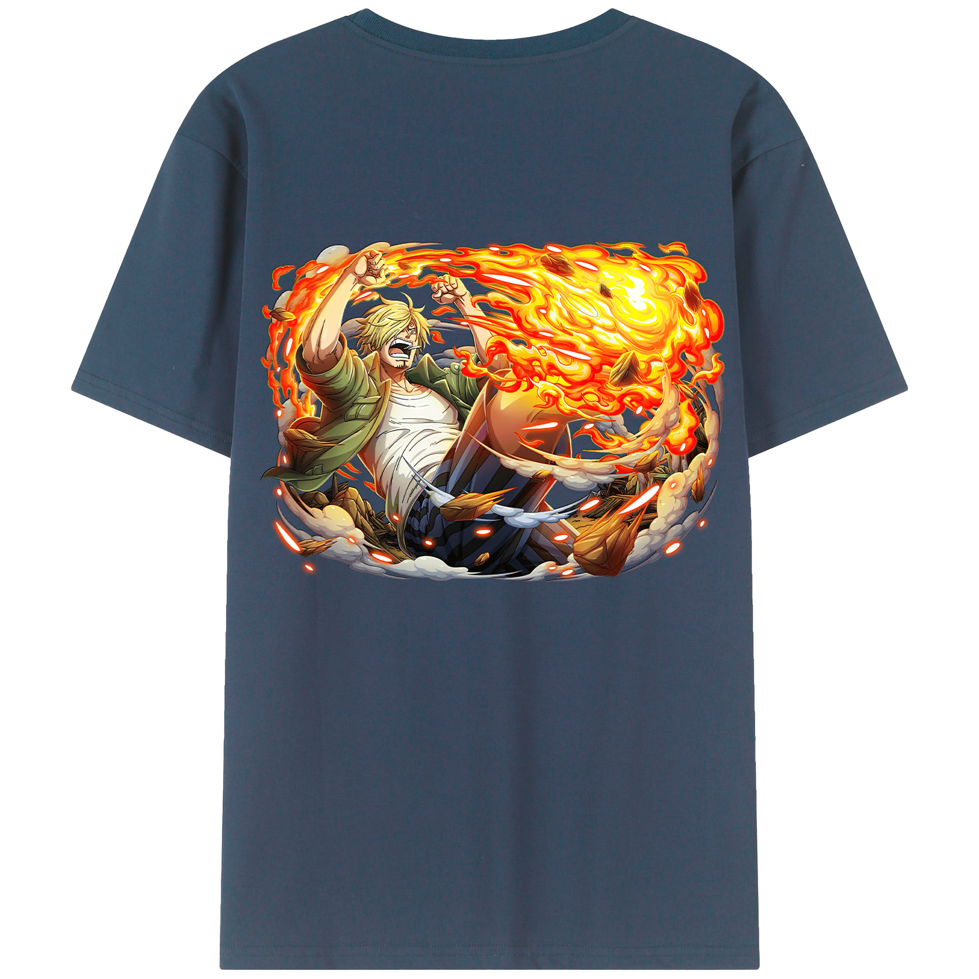 （画像用） ワンピース サンジ ONE PIECE Sanji 綿100％ メンズ半袖Tシャツ（バックプリント） 通気性