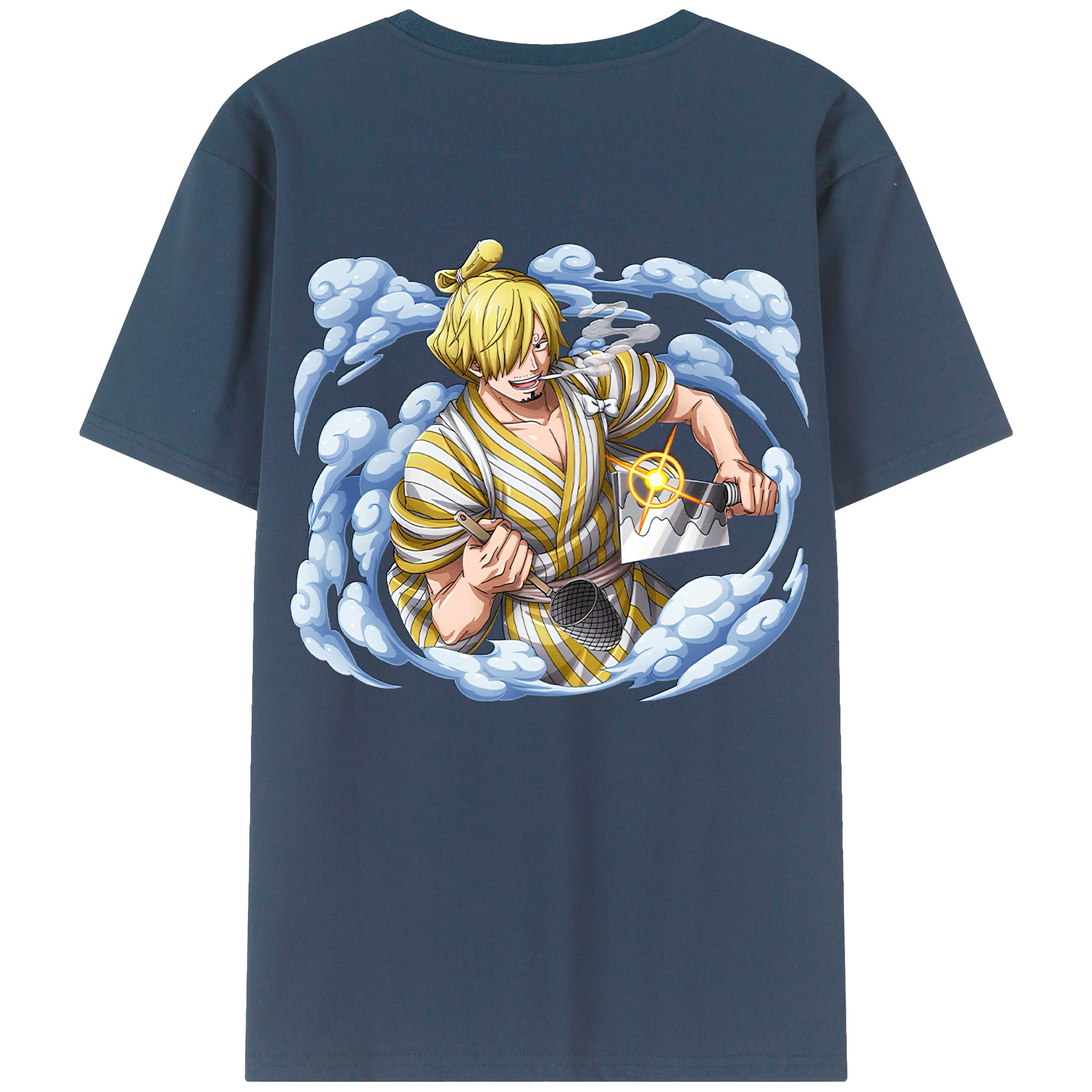 （画像用） ワンピース サンジ ONE PIECE Sanji 綿100％ メンズ半袖Tシャツ（バックプリント） 通気性