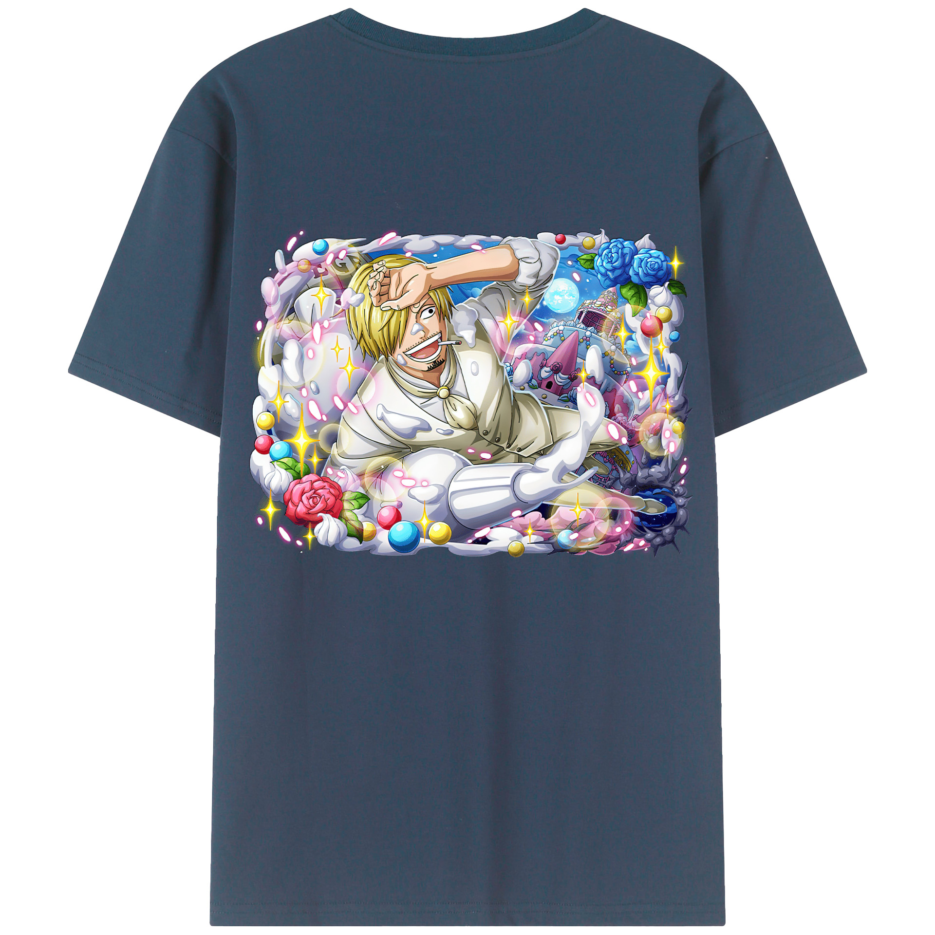 （画像用） ワンピース サンジ ONE PIECE Sanji 綿100％ メンズ半袖Tシャツ（バックプリント） 通気性