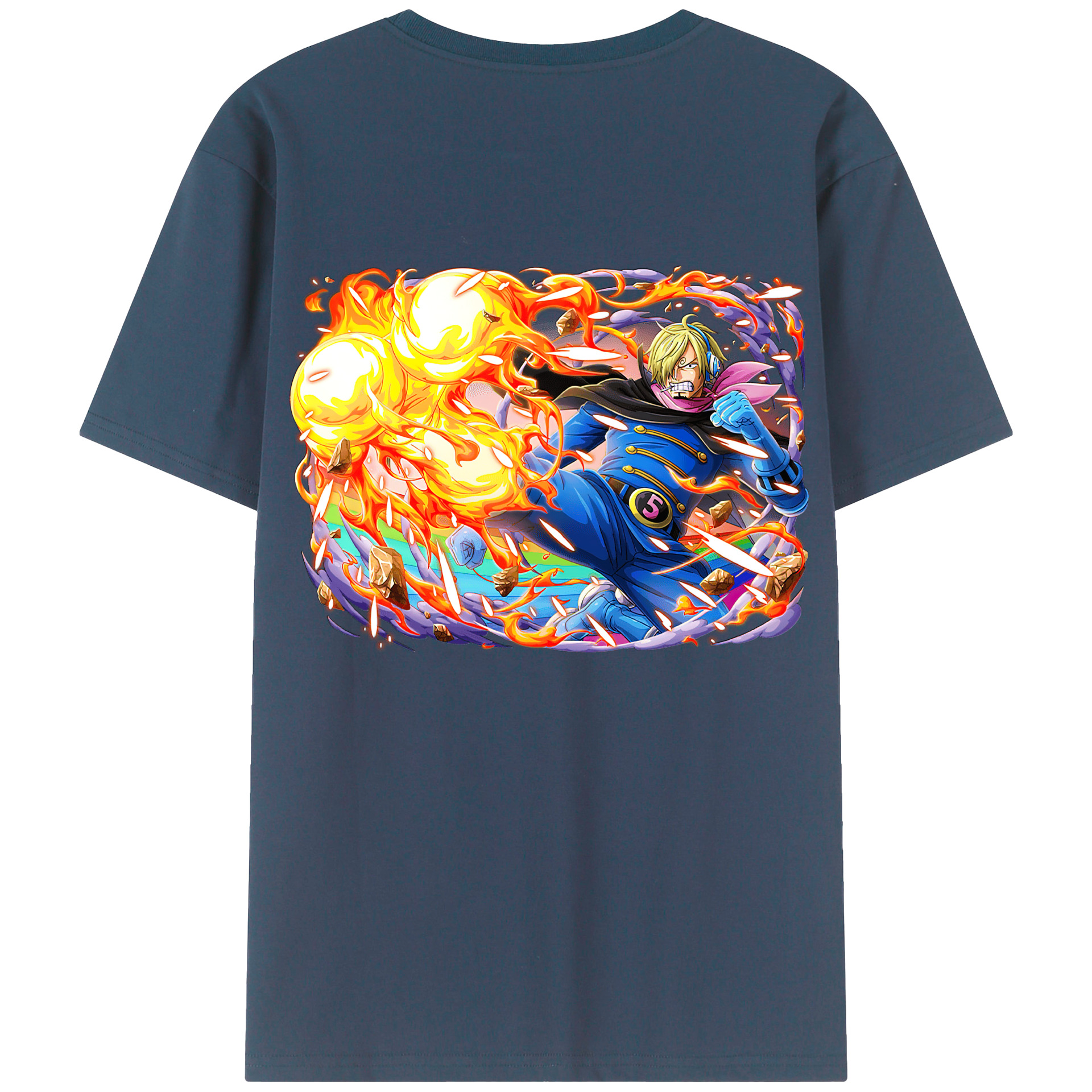 （画像用） ワンピース サンジ ONE PIECE Sanji 綿100％ メンズ半袖Tシャツ（バックプリント） 通気性
