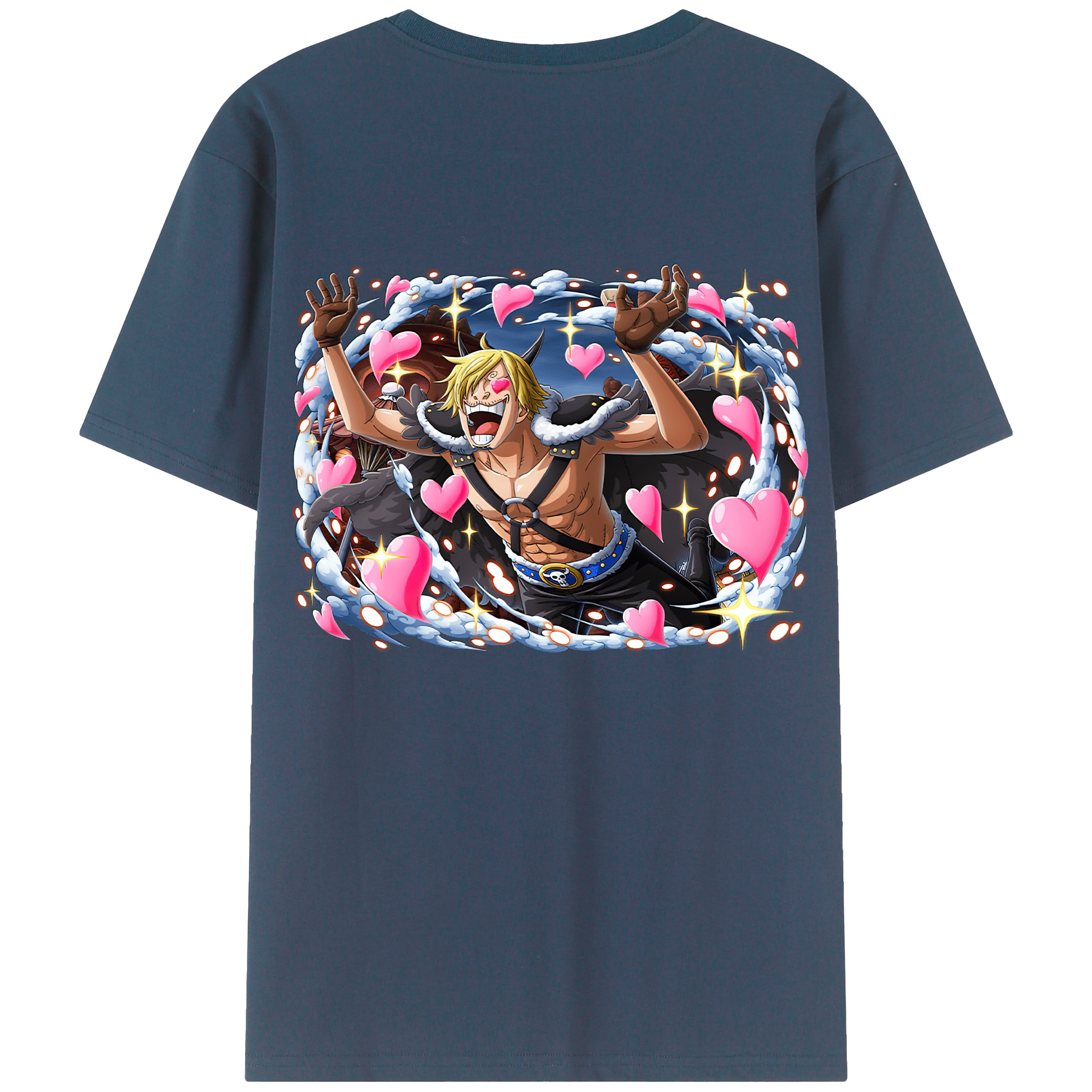 （画像用） ワンピース サンジ ONE PIECE Sanji 綿100％ メンズ半袖Tシャツ（バックプリント） 通気性