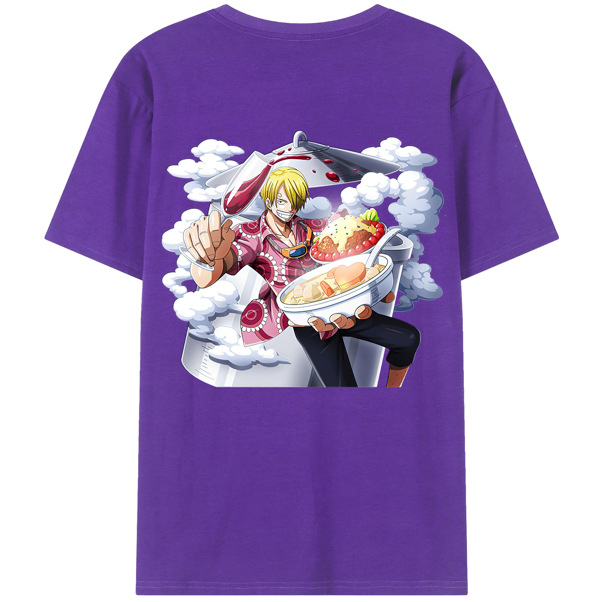 （画像用） ワンピース サンジ ONE PIECE Sanji 綿100％ メンズ半袖Tシャツ（バックプリント） 通気性