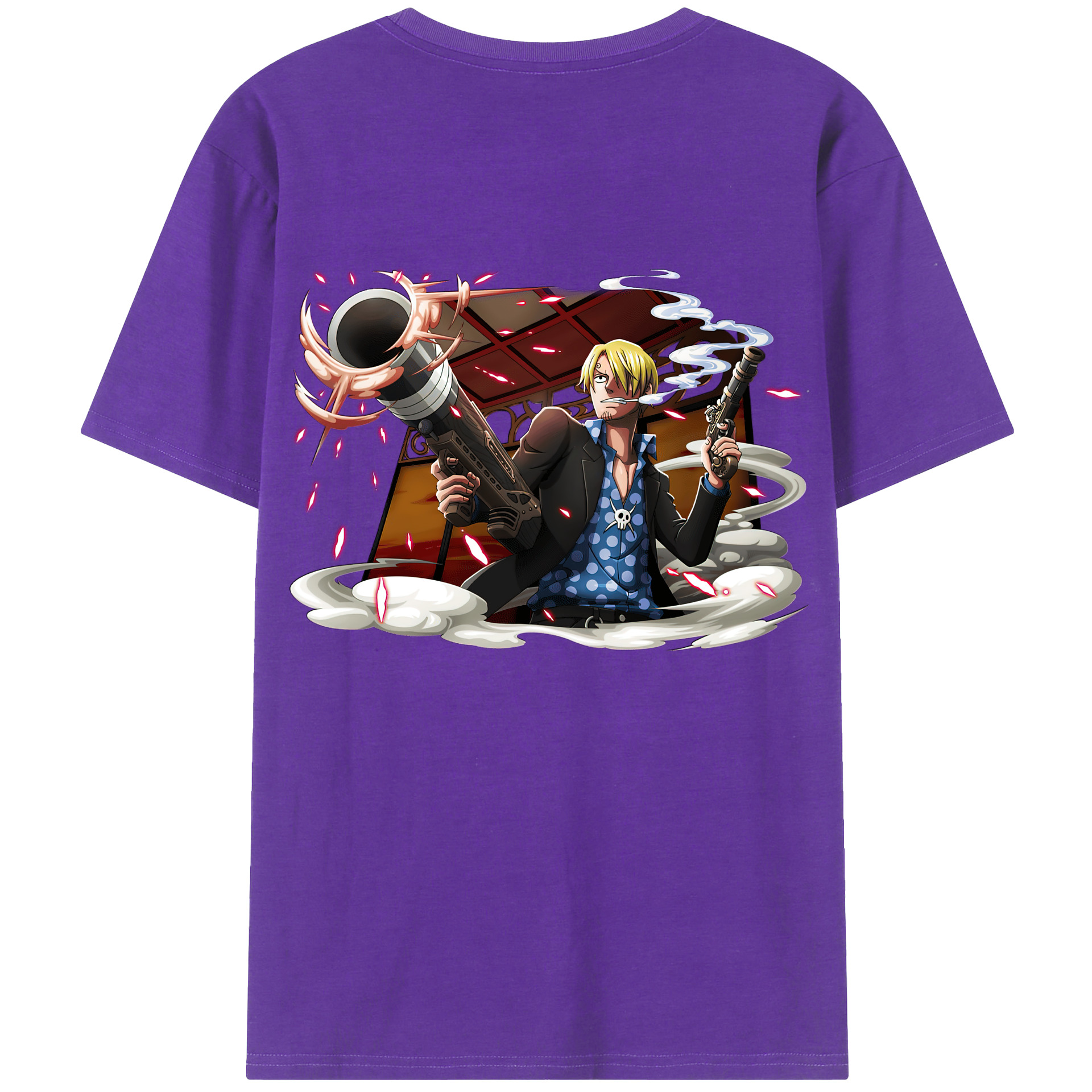 （画像用） ワンピース サンジ ONE PIECE Sanji 綿100％ メンズ半袖Tシャツ（バックプリント） 通気性