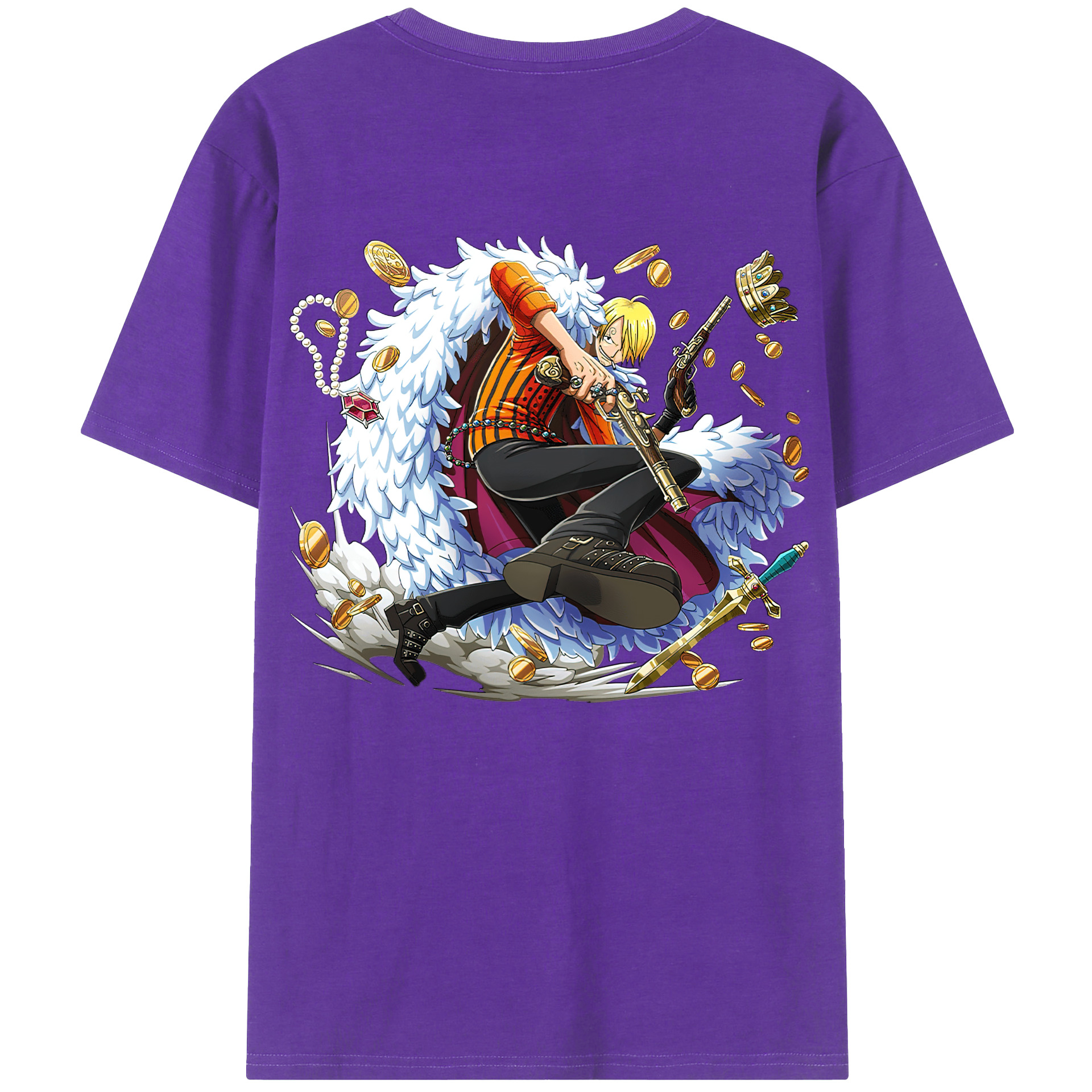（画像用） ワンピース サンジ ONE PIECE Sanji 綿100％ メンズ半袖Tシャツ（バックプリント） 通気性