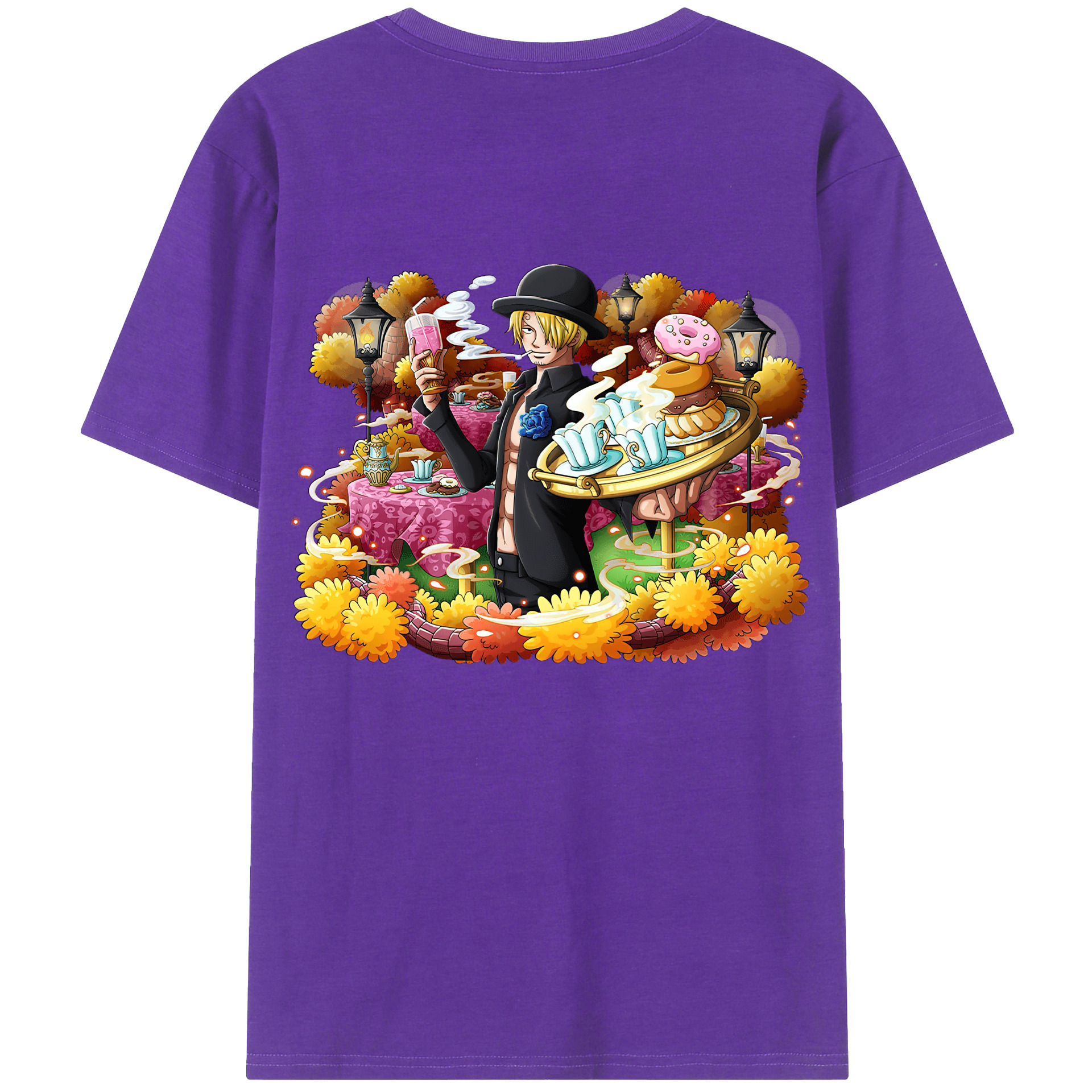 （画像用） ワンピース サンジ ONE PIECE Sanji 綿100％ メンズ半袖Tシャツ（バックプリント） 通気性
