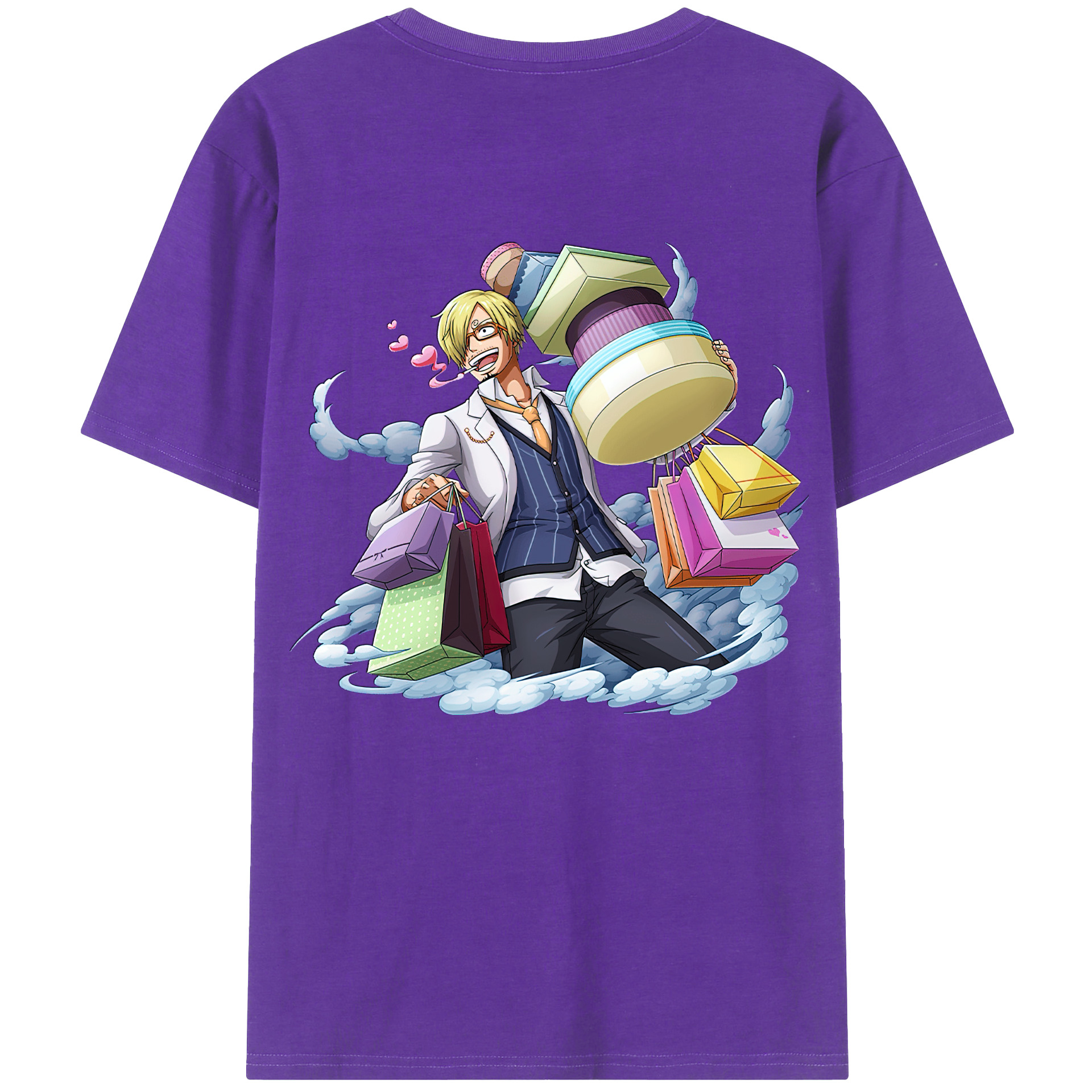 （画像用） ワンピース サンジ ONE PIECE Sanji 綿100％ メンズ半袖Tシャツ（バックプリント） 通気性