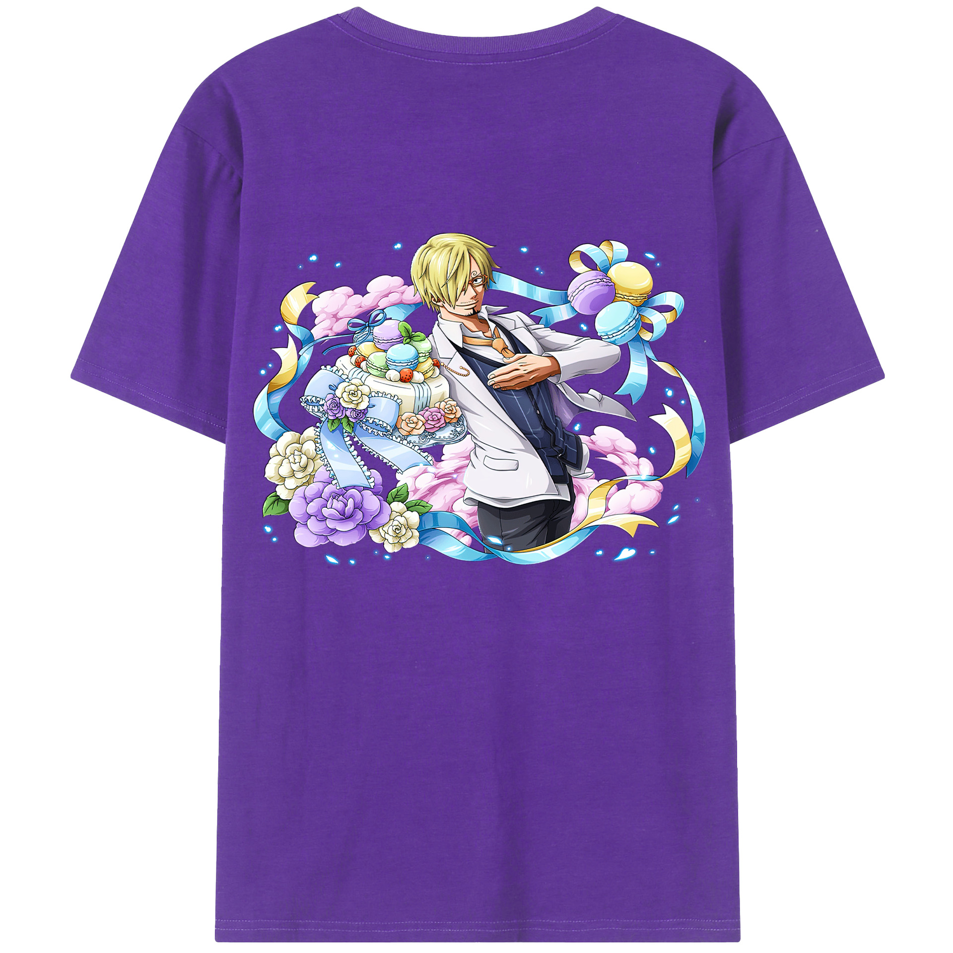 （画像用） ワンピース サンジ ONE PIECE Sanji 綿100％ メンズ半袖Tシャツ（バックプリント） 通気性