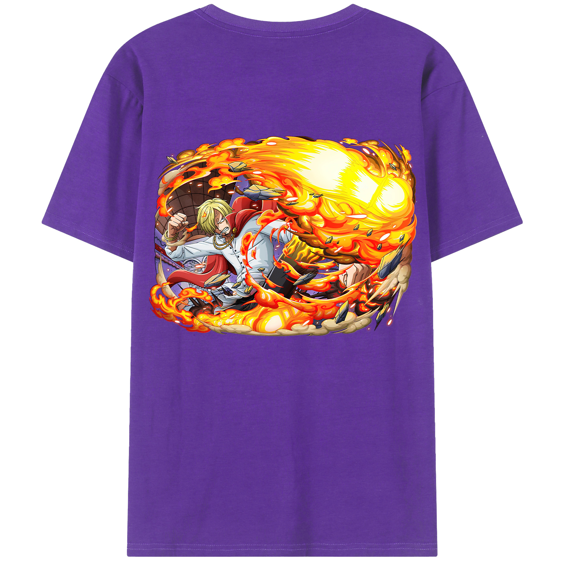 （画像用） ワンピース サンジ ONE PIECE Sanji 綿100％ メンズ半袖Tシャツ（バックプリント） 通気性