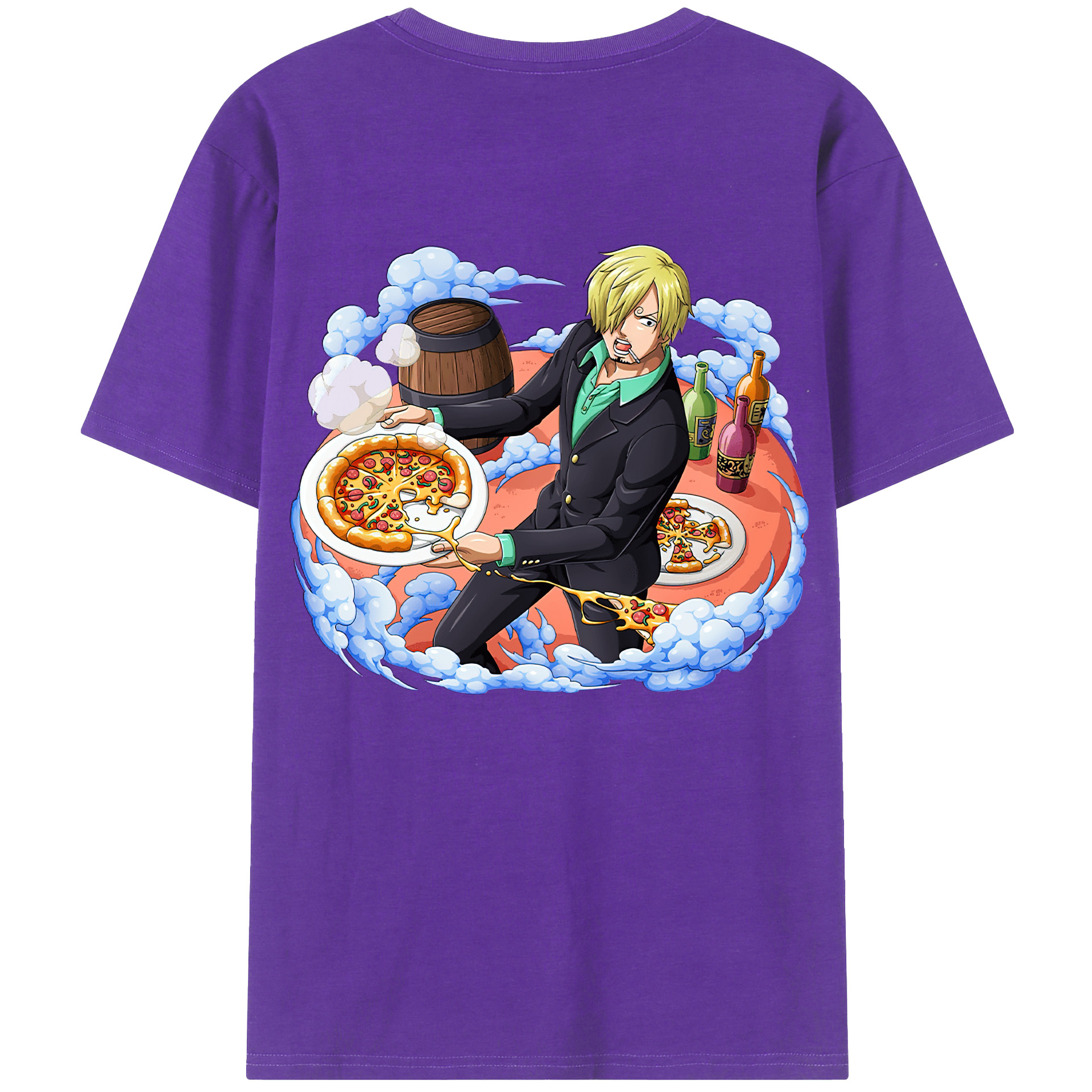 （画像用） ワンピース サンジ ONE PIECE Sanji 綿100％ メンズ半袖Tシャツ（バックプリント） 通気性