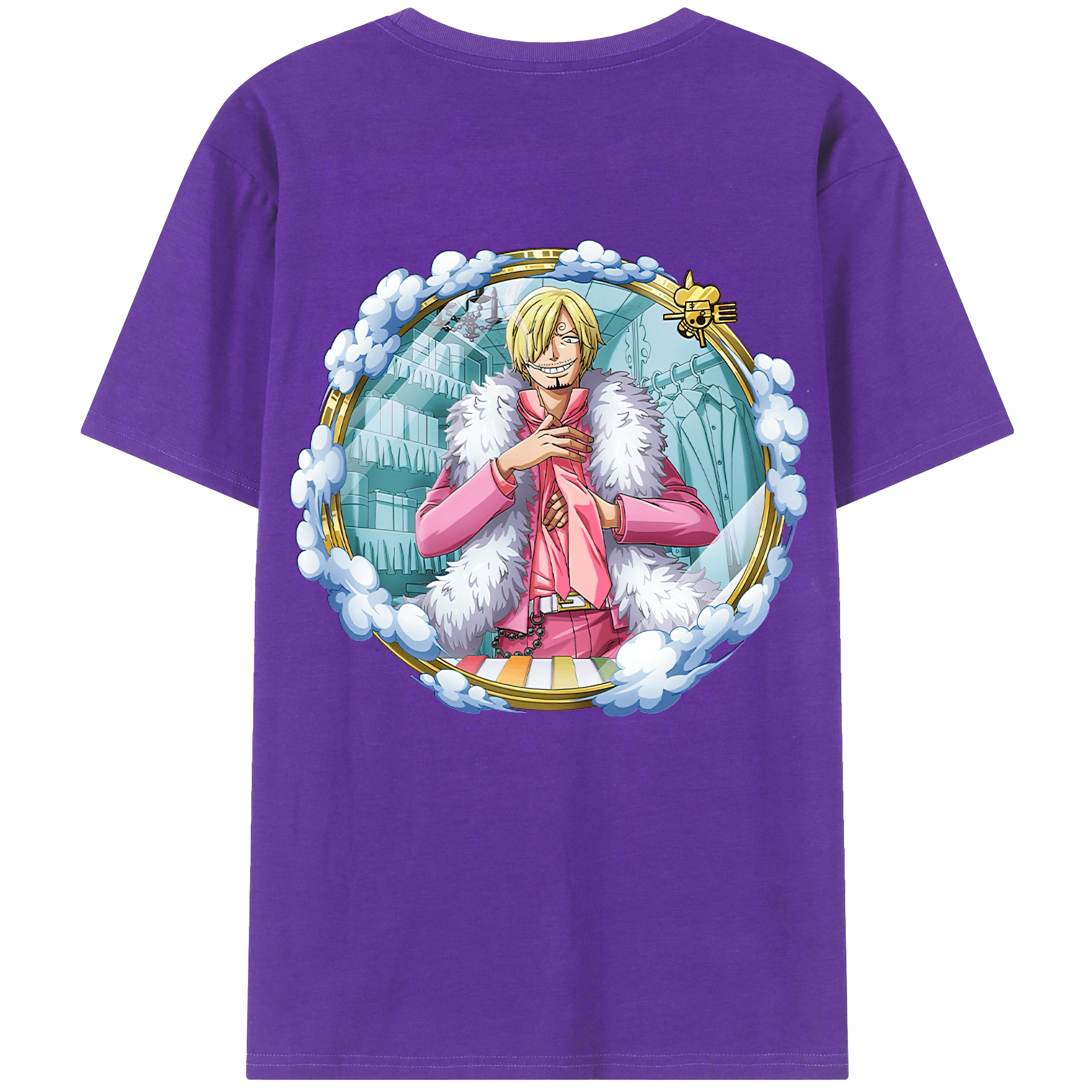 （画像用） ワンピース サンジ ONE PIECE Sanji 綿100％ メンズ半袖Tシャツ（バックプリント） 通気性