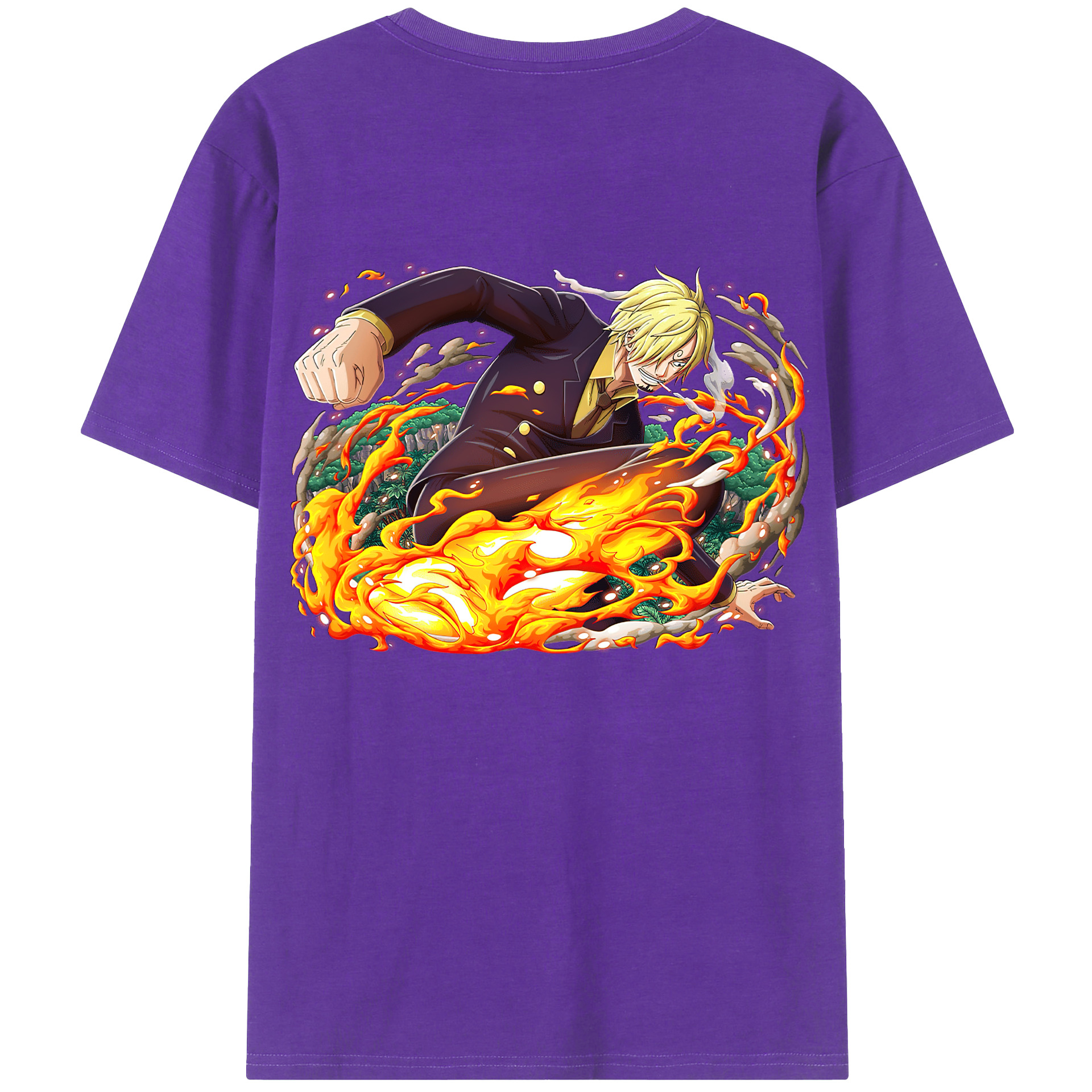 （画像用） ワンピース サンジ ONE PIECE Sanji 綿100％ メンズ半袖Tシャツ（バックプリント） 通気性