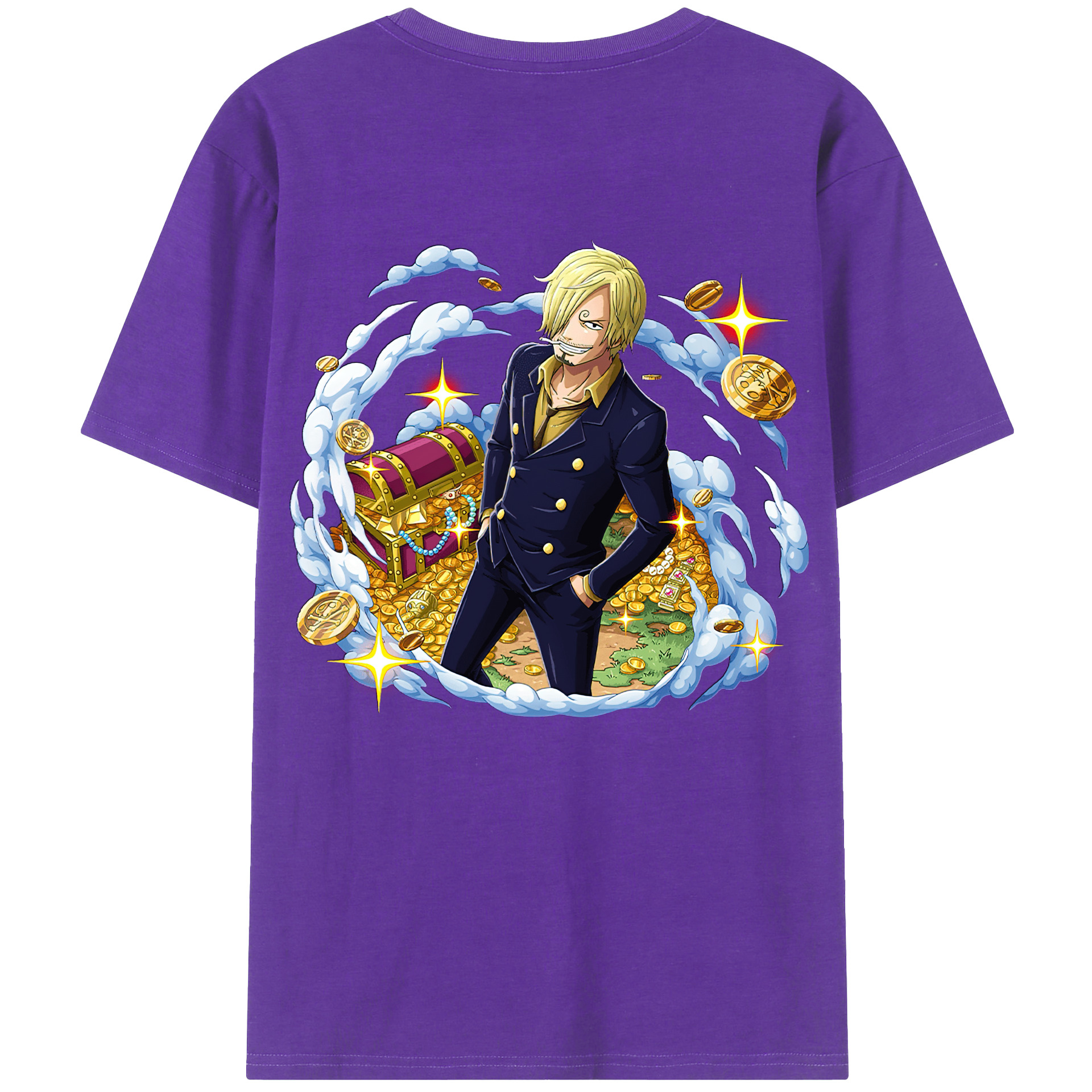 （画像用） ワンピース サンジ ONE PIECE Sanji 綿100％ メンズ半袖Tシャツ（バックプリント） 通気性