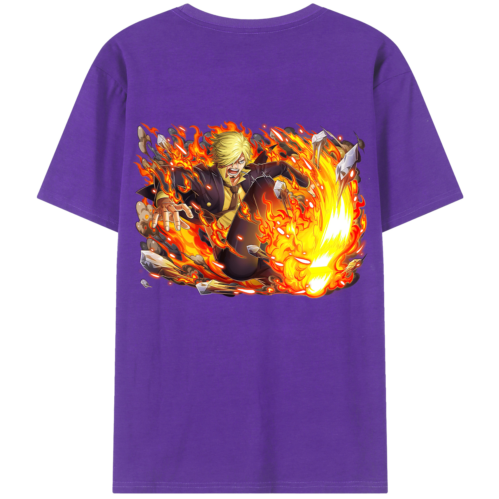 （画像用） ワンピース サンジ ONE PIECE Sanji 綿100％ メンズ半袖Tシャツ（バックプリント） 通気性