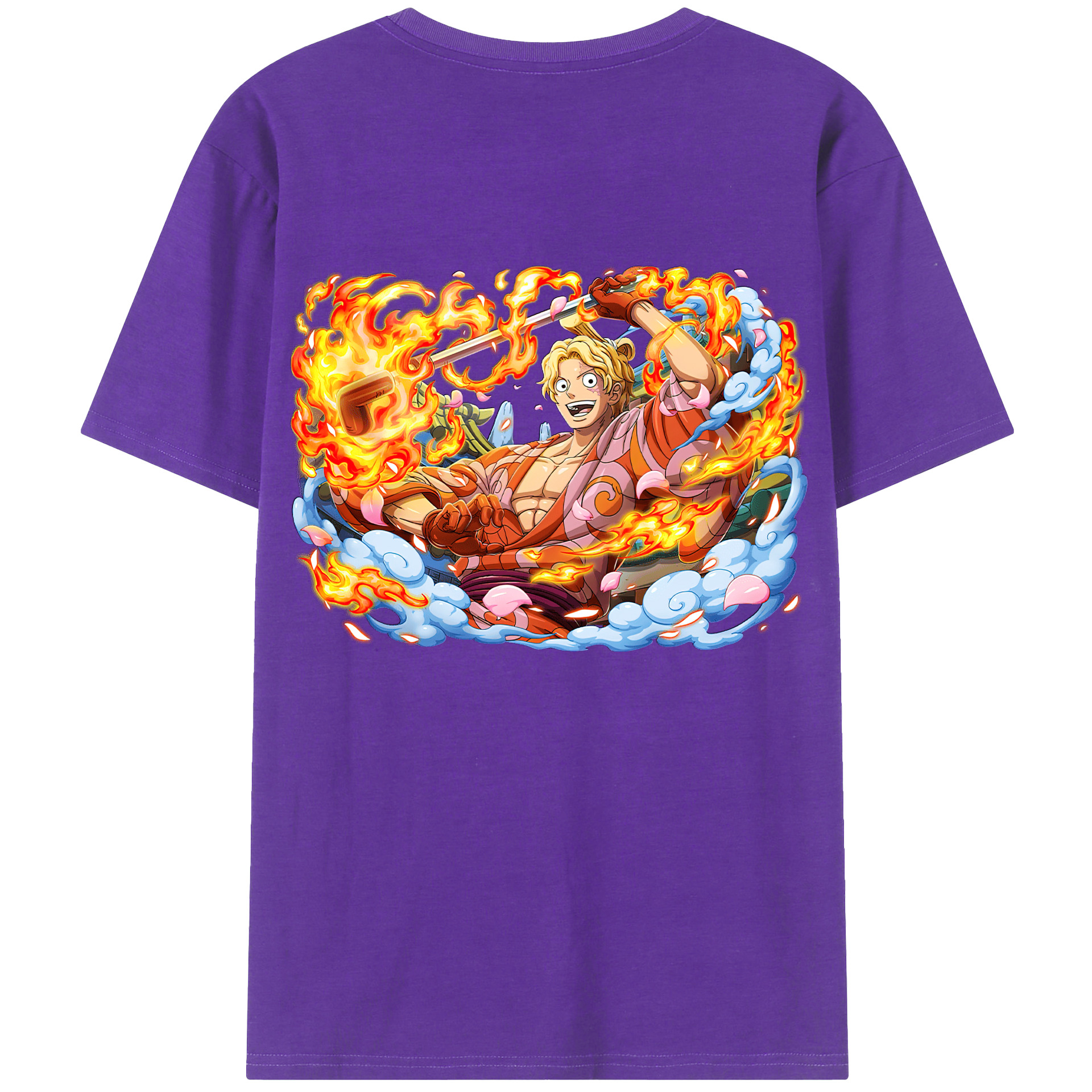 （画像用） ワンピース サンジ ONE PIECE Sanji 綿100％ メンズ半袖Tシャツ（バックプリント） 通気性