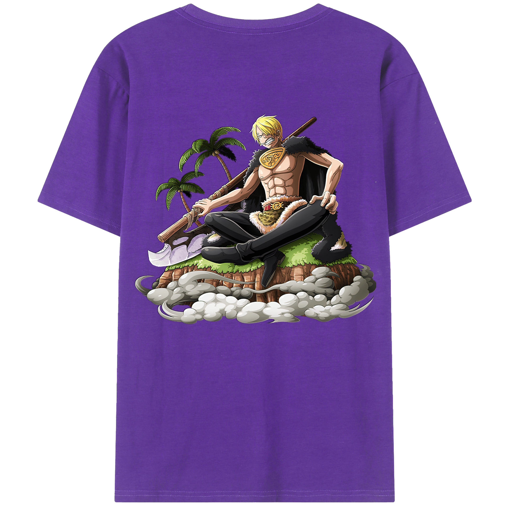（画像用） ワンピース サンジ ONE PIECE Sanji 綿100％ メンズ半袖Tシャツ（バックプリント） 通気性