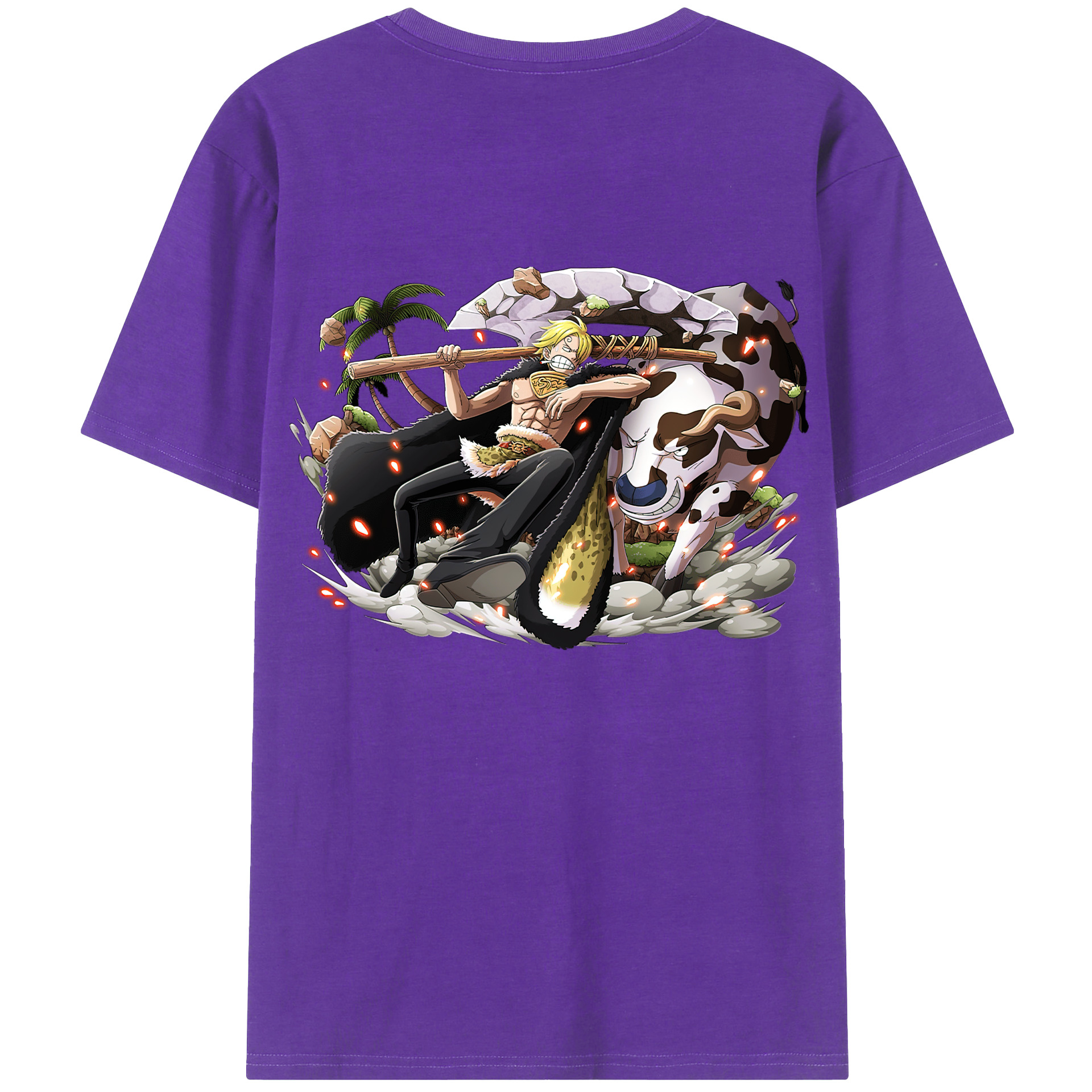 （画像用） ワンピース サンジ ONE PIECE Sanji 綿100％ メンズ半袖Tシャツ（バックプリント） 通気性