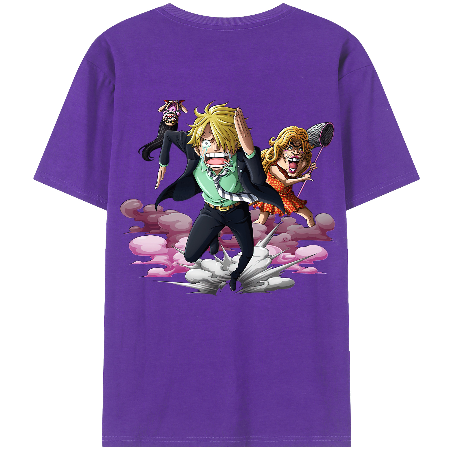 （画像用） ワンピース サンジ ONE PIECE Sanji 綿100％ メンズ半袖Tシャツ（バックプリント） 通気性
