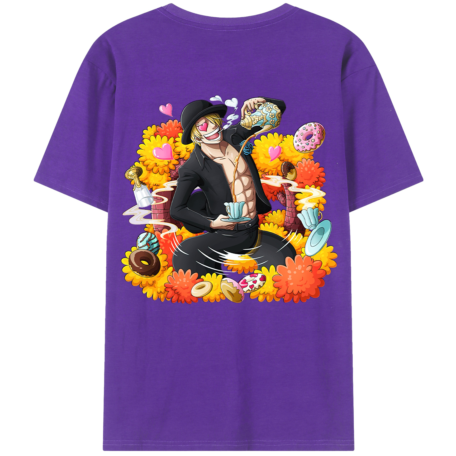 （画像用） ワンピース サンジ ONE PIECE Sanji 綿100％ メンズ半袖Tシャツ（バックプリント） 通気性