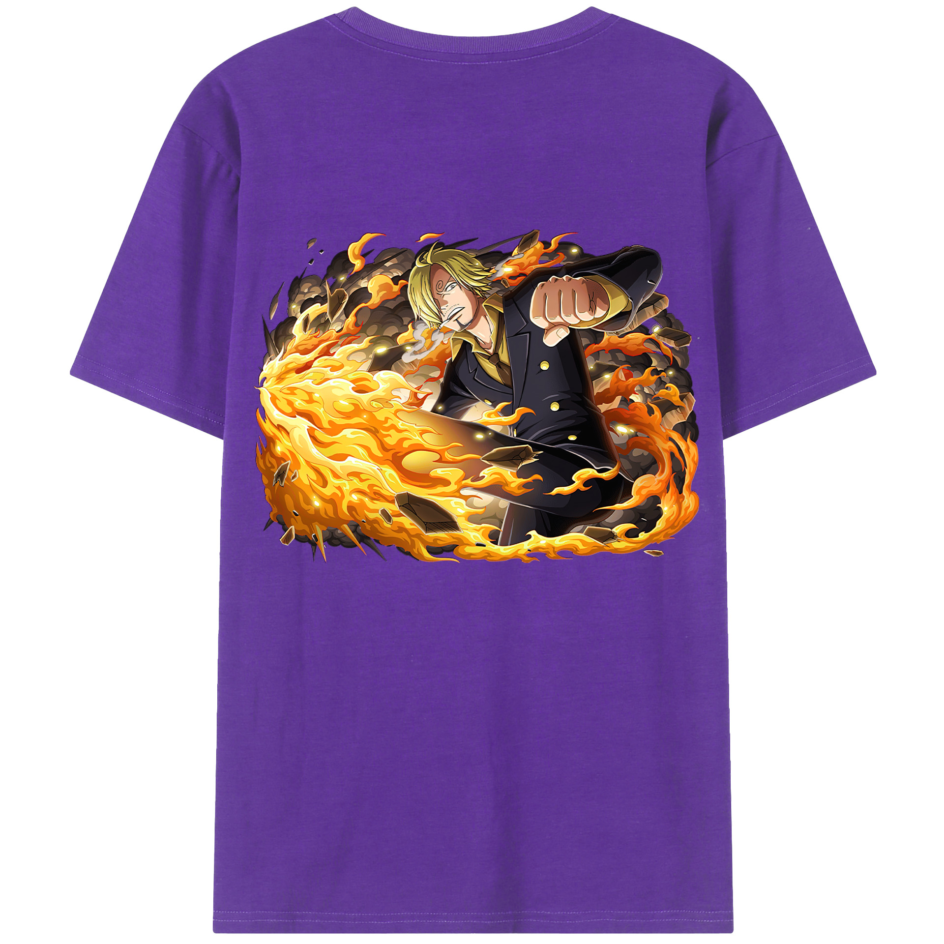 （画像用） ワンピース サンジ ONE PIECE Sanji 綿100％ メンズ半袖Tシャツ（バックプリント） 通気性