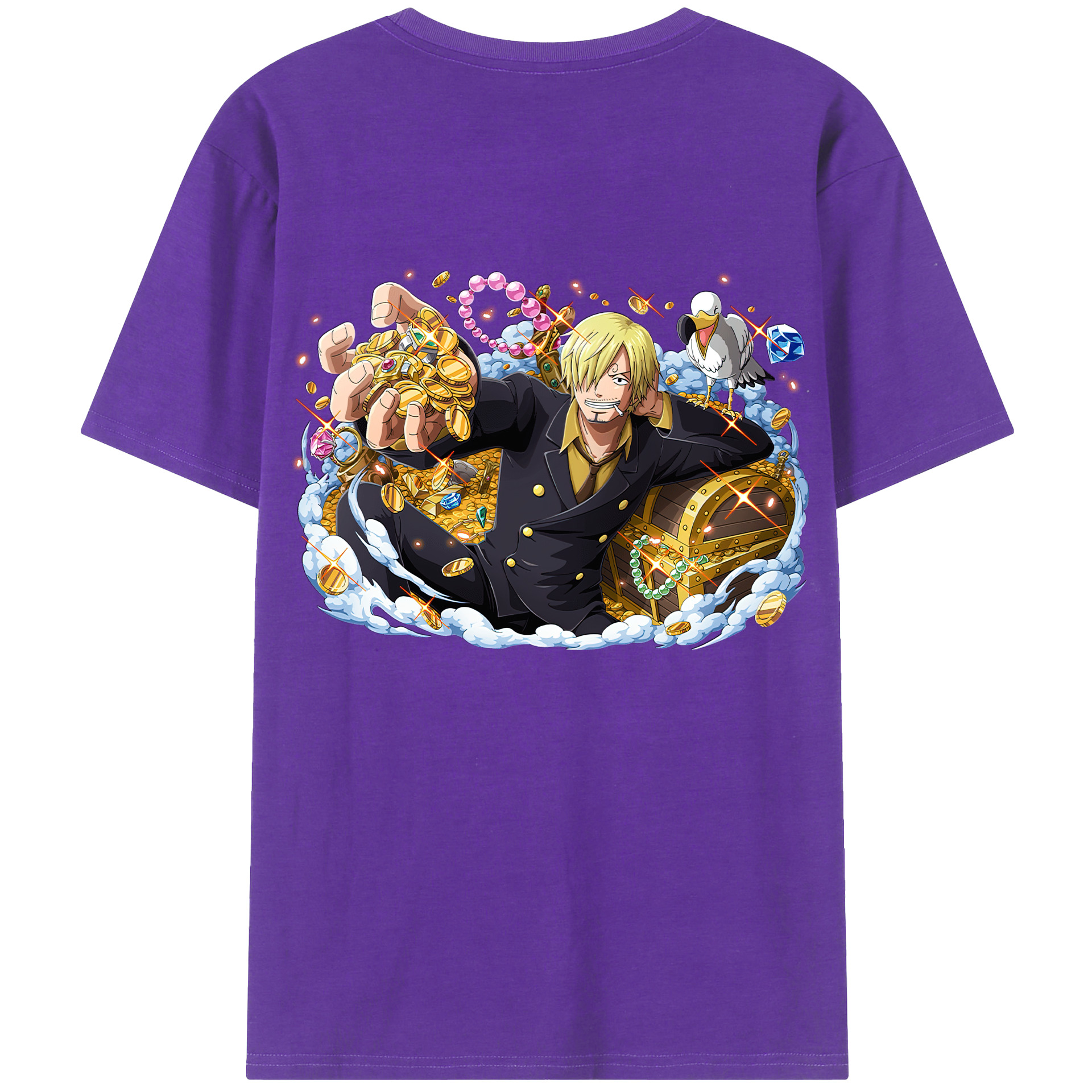 （画像用） ワンピース サンジ ONE PIECE Sanji 綿100％ メンズ半袖Tシャツ（バックプリント） 通気性
