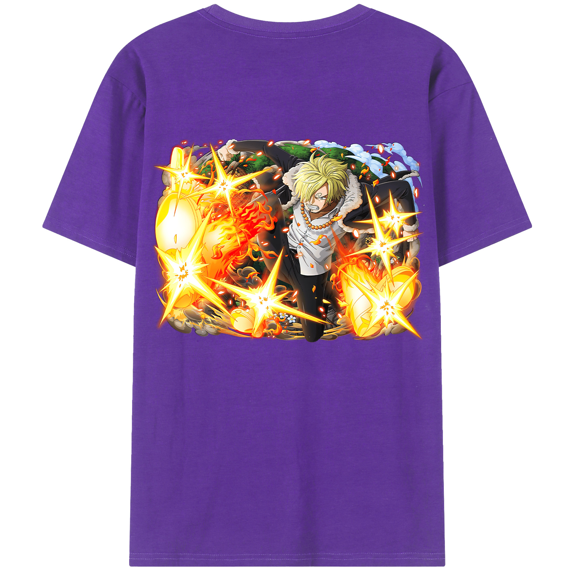 （画像用） ワンピース サンジ ONE PIECE Sanji 綿100％ メンズ半袖Tシャツ（バックプリント） 通気性