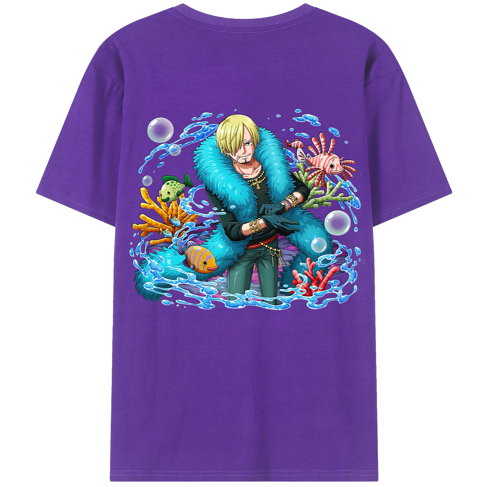 （画像用） ワンピース サンジ ONE PIECE Sanji 綿100％ メンズ半袖Tシャツ（バックプリント） 通気性