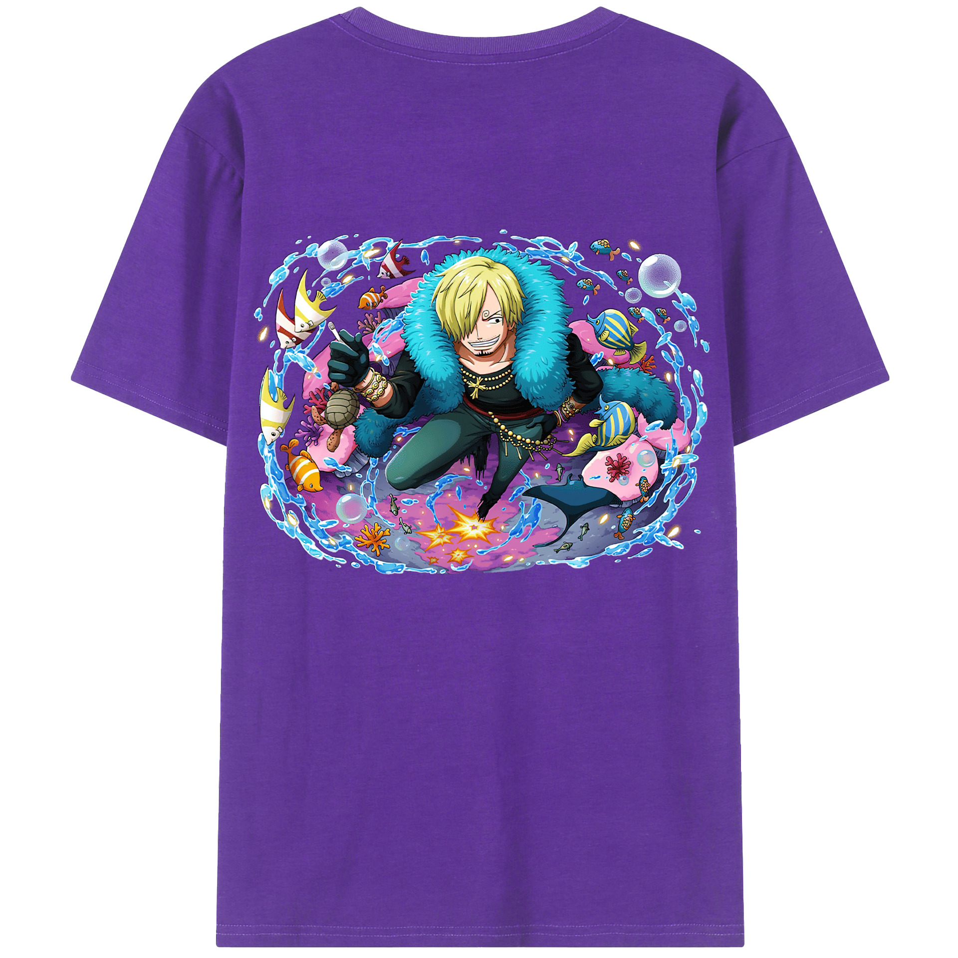 （画像用） ワンピース サンジ ONE PIECE Sanji 綿100％ メンズ半袖Tシャツ（バックプリント） 通気性