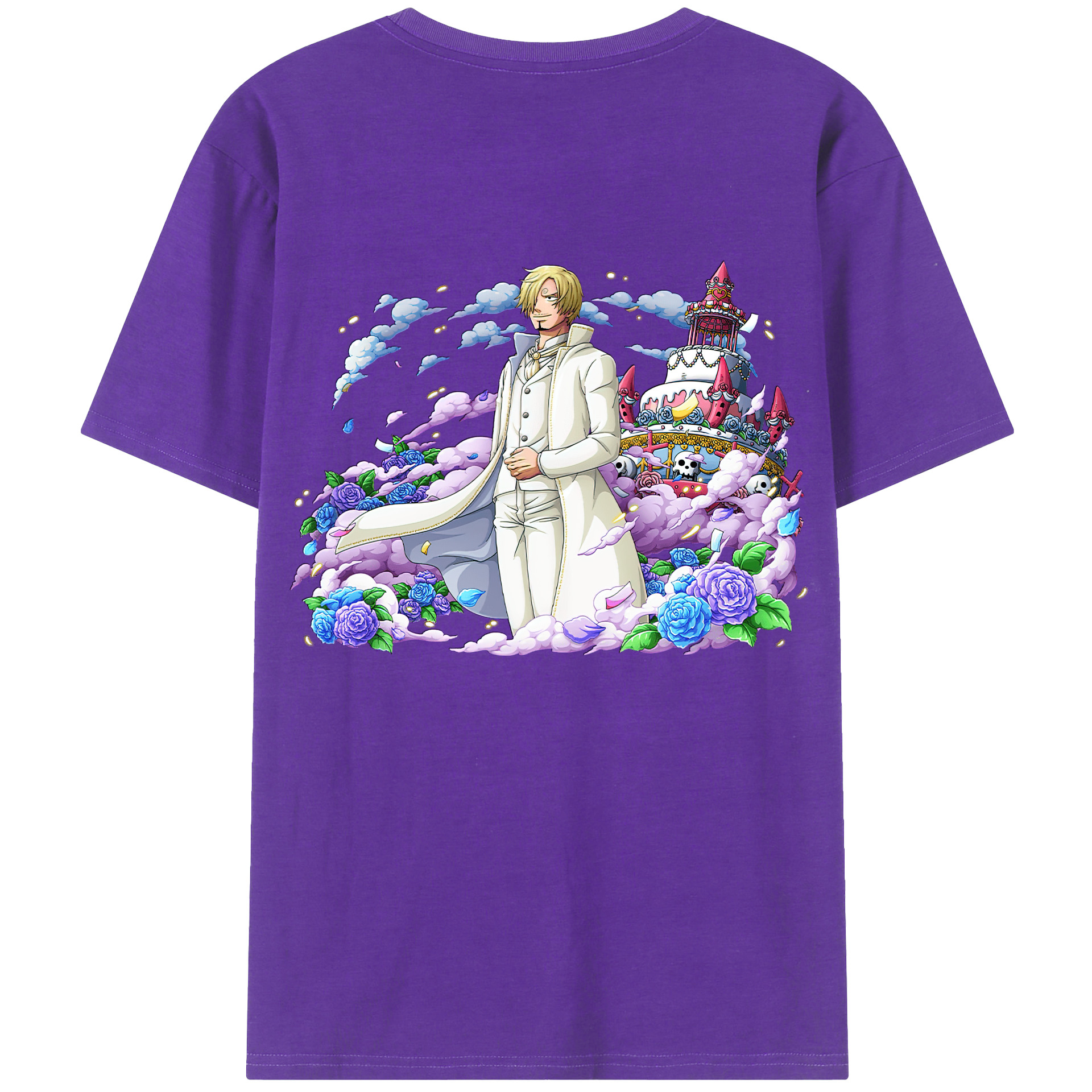 （画像用） ワンピース サンジ ONE PIECE Sanji 綿100％ メンズ半袖Tシャツ（バックプリント） 通気性