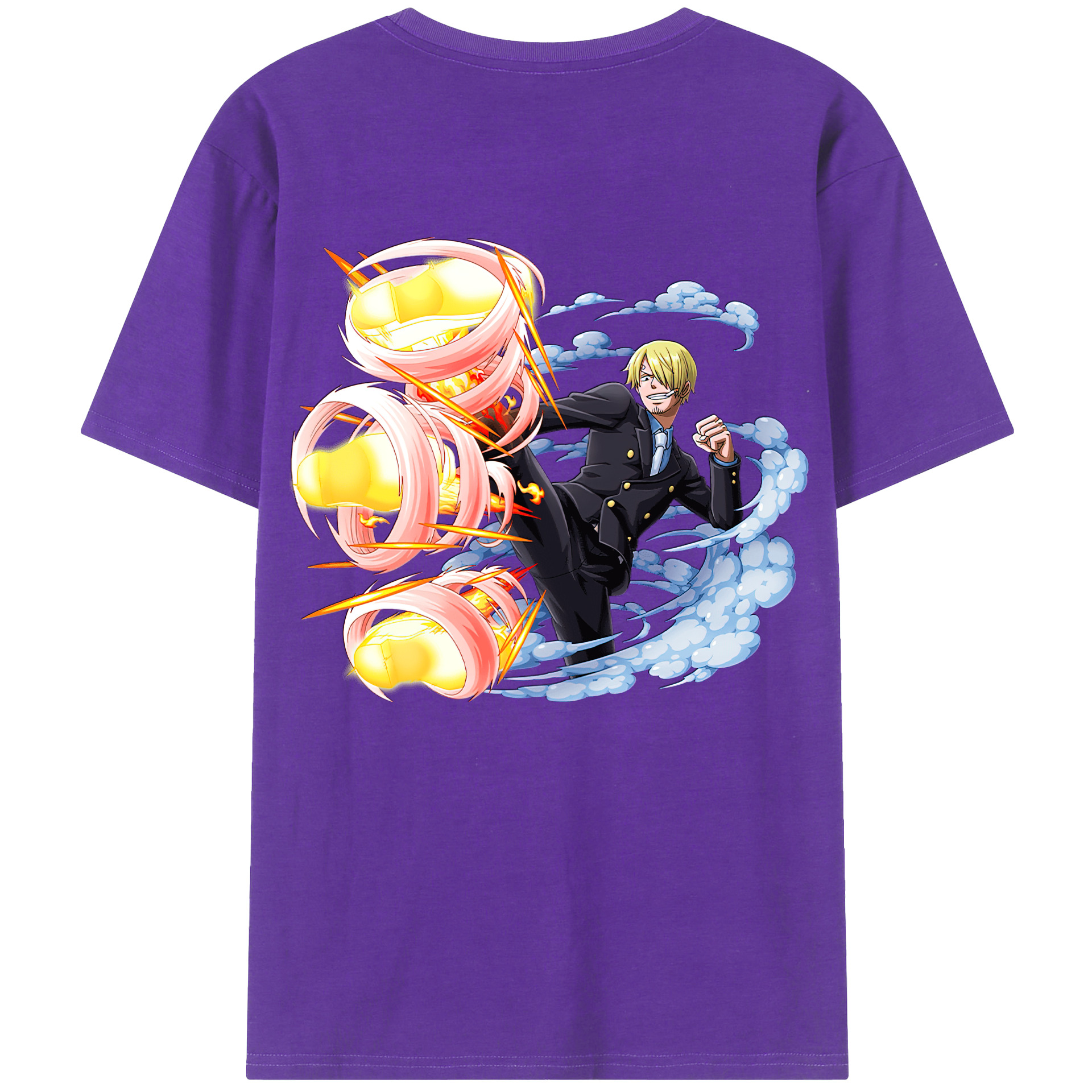 （画像用） ワンピース サンジ ONE PIECE Sanji 綿100％ メンズ半袖Tシャツ（バックプリント） 通気性