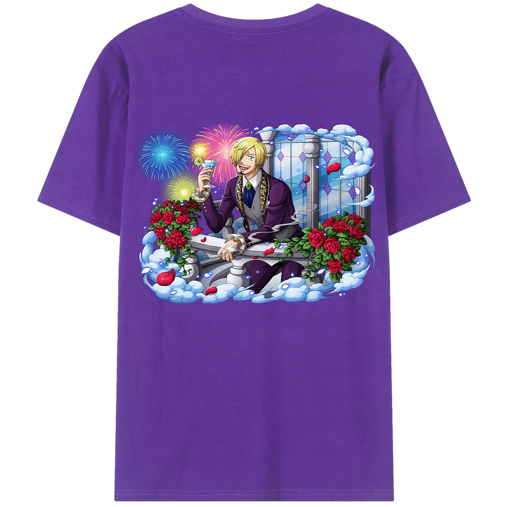 （画像用） ワンピース サンジ ONE PIECE Sanji 綿100％ メンズ半袖Tシャツ（バックプリント） 通気性