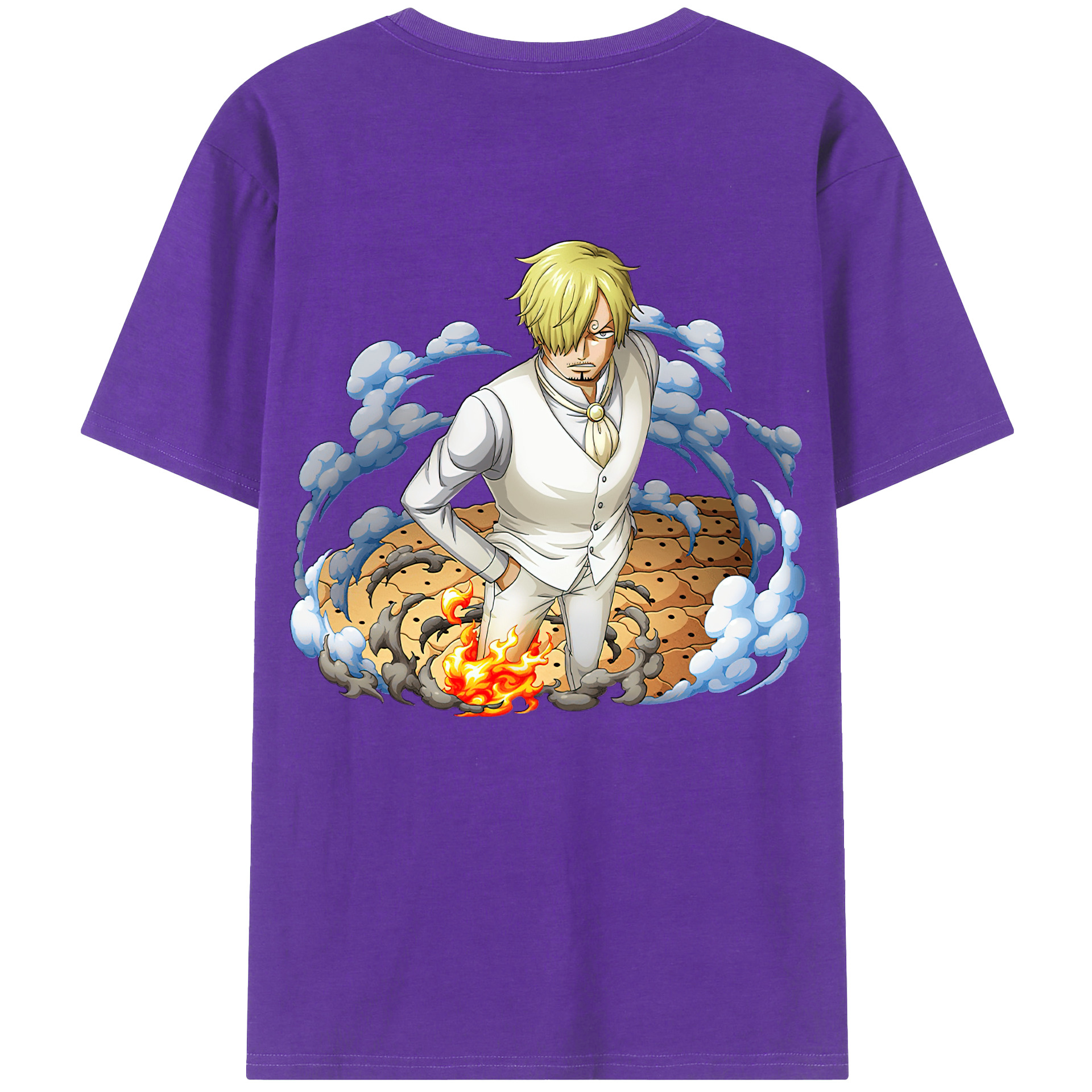 （画像用） ワンピース サンジ ONE PIECE Sanji 綿100％ メンズ半袖Tシャツ（バックプリント） 通気性