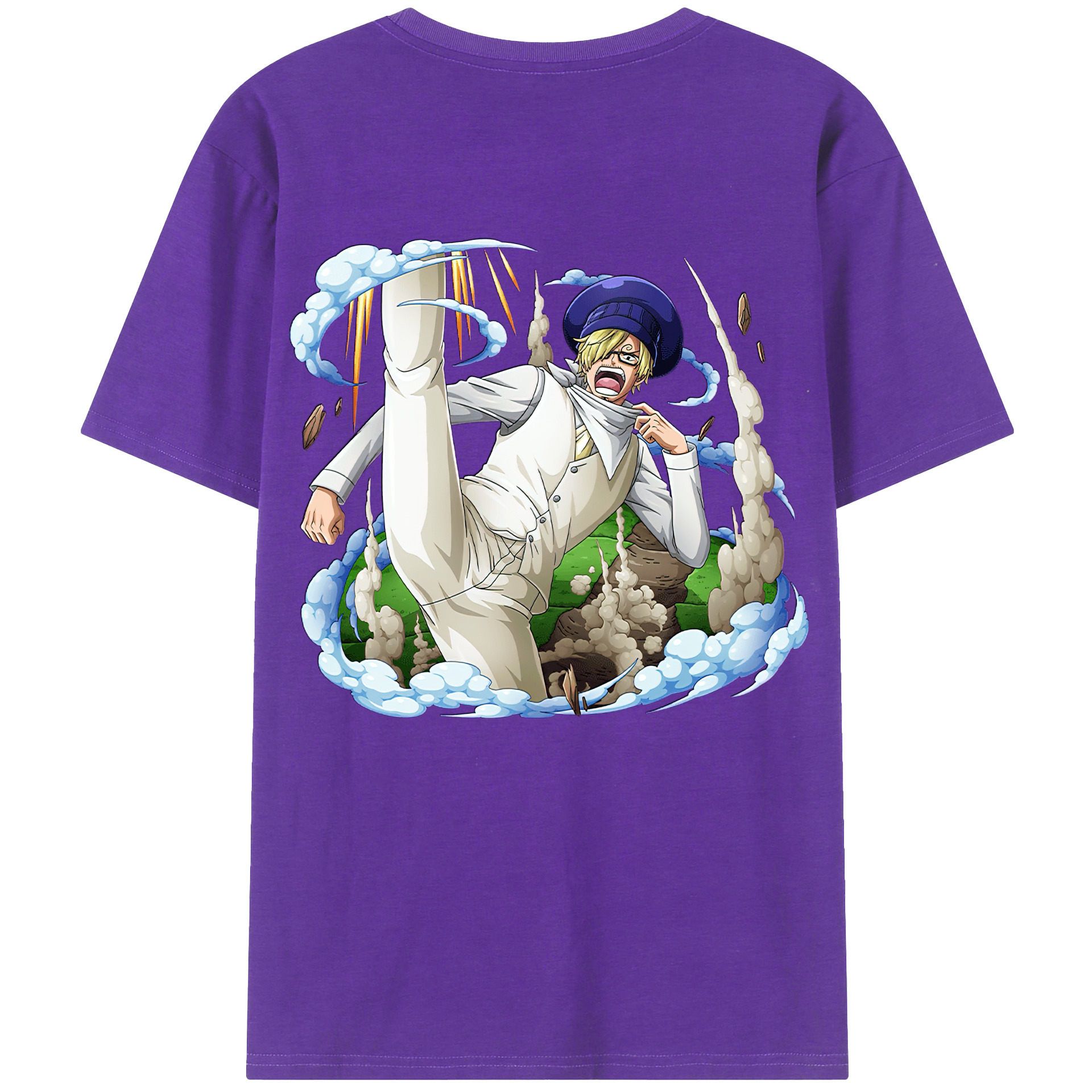 （画像用） ワンピース サンジ ONE PIECE Sanji 綿100％ メンズ半袖Tシャツ（バックプリント） 通気性