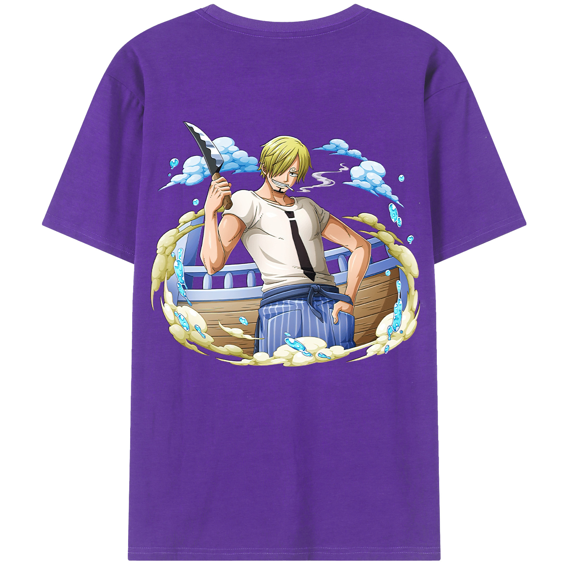 （画像用） ワンピース サンジ ONE PIECE Sanji 綿100％ メンズ半袖Tシャツ（バックプリント） 通気性