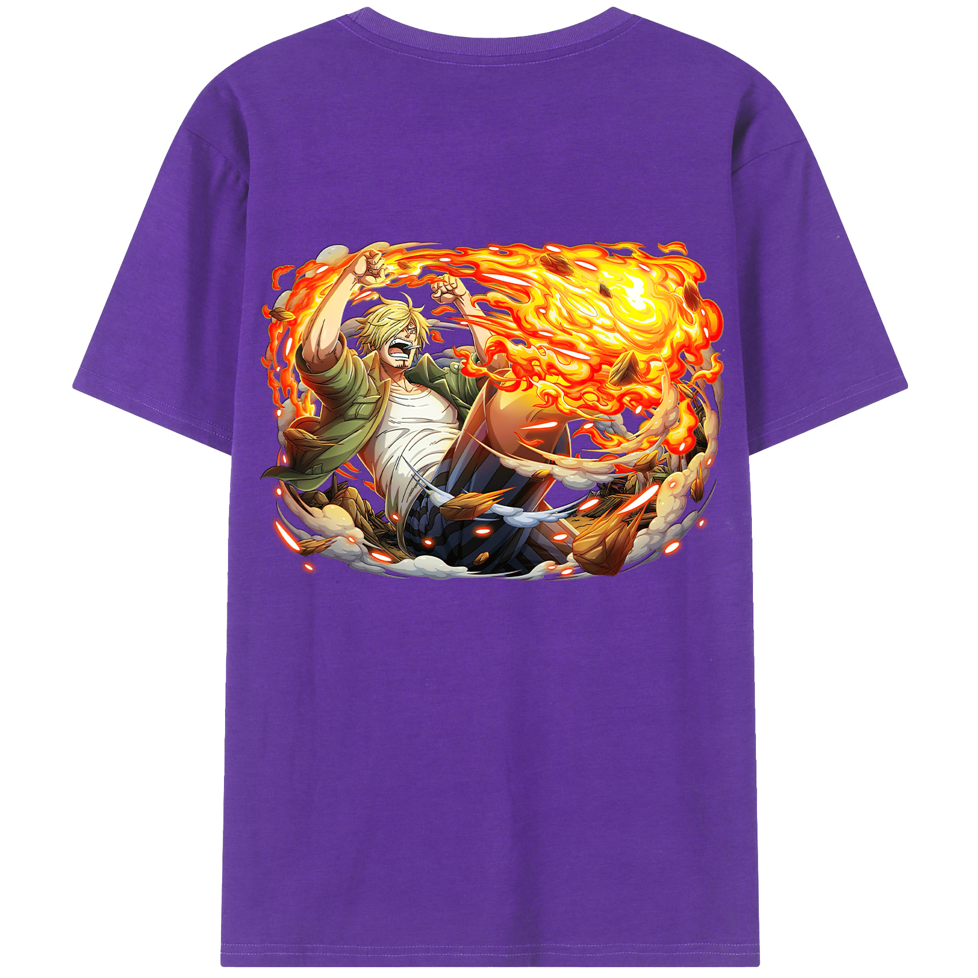 （画像用） ワンピース サンジ ONE PIECE Sanji 綿100％ メンズ半袖Tシャツ（バックプリント） 通気性