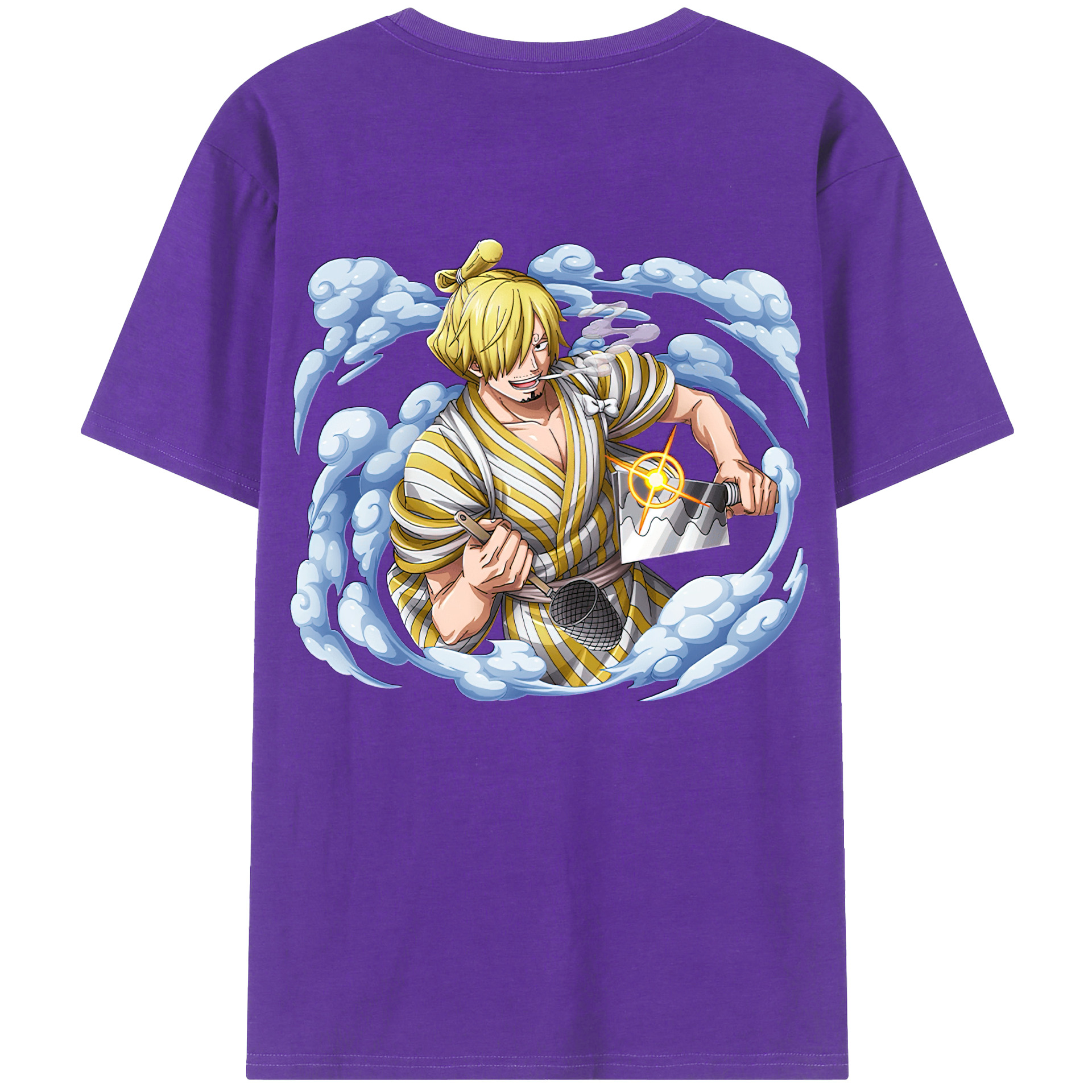 （画像用） ワンピース サンジ ONE PIECE Sanji 綿100％ メンズ半袖Tシャツ（バックプリント） 通気性