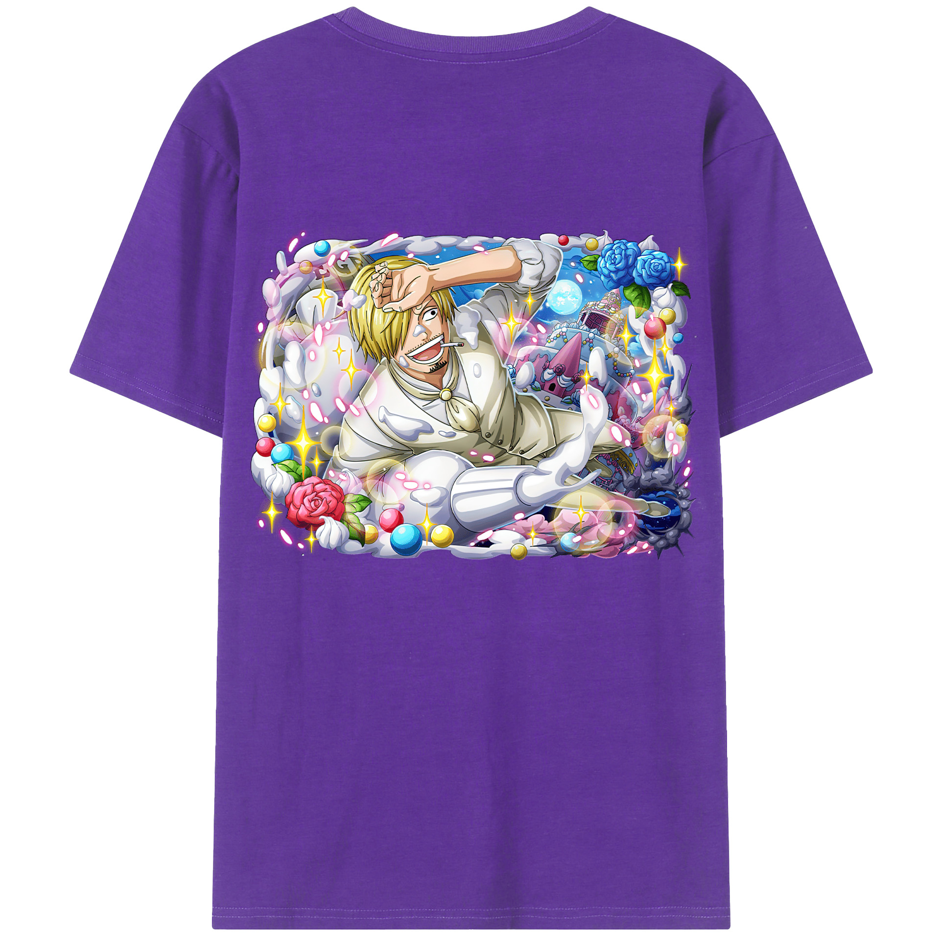（画像用） ワンピース サンジ ONE PIECE Sanji 綿100％ メンズ半袖Tシャツ（バックプリント） 通気性