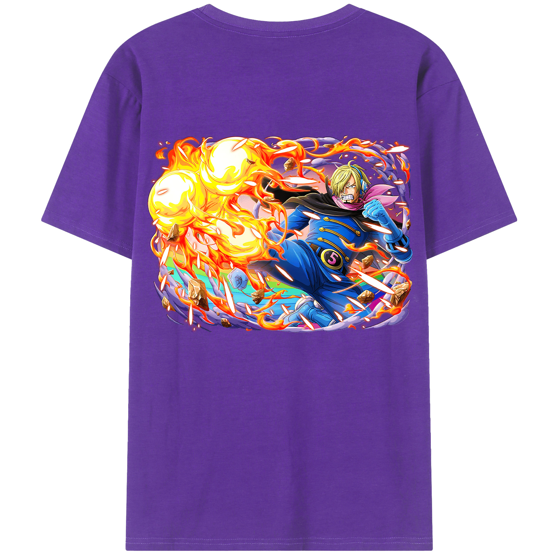 （画像用） ワンピース サンジ ONE PIECE Sanji 綿100％ メンズ半袖Tシャツ（バックプリント） 通気性