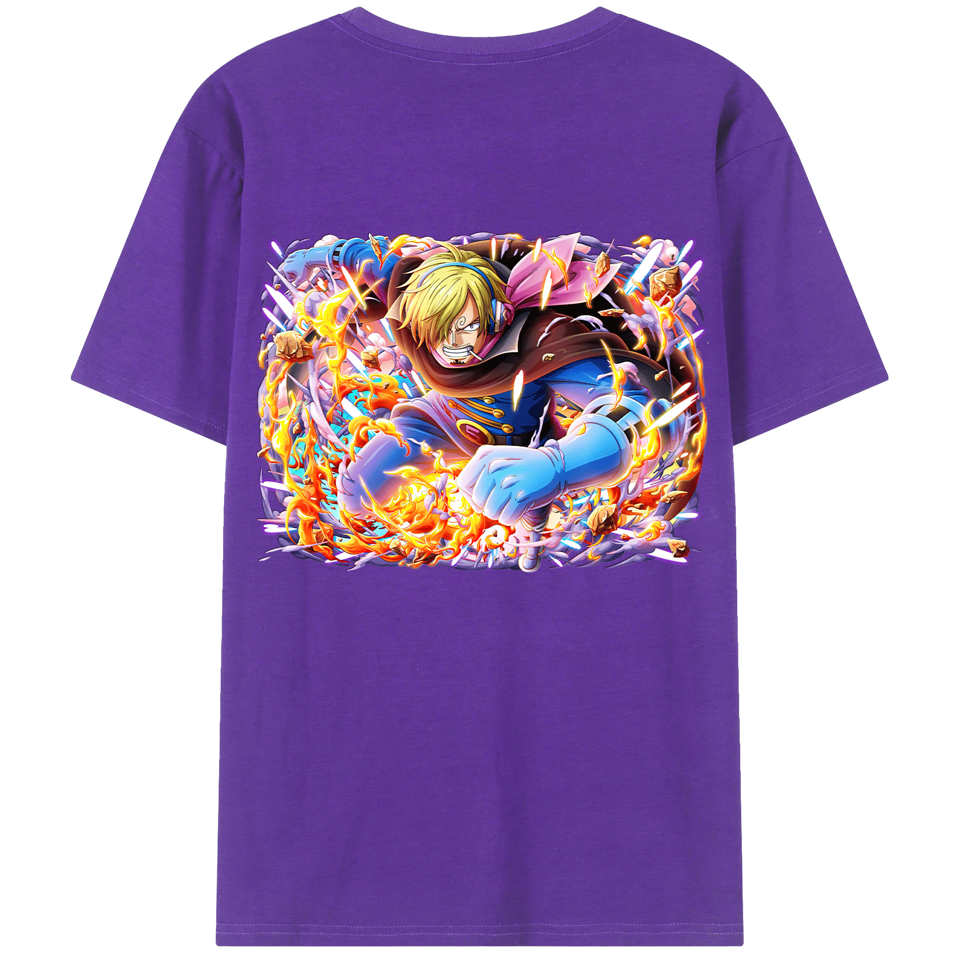 （画像用） ワンピース サンジ ONE PIECE Sanji 綿100％ メンズ半袖Tシャツ（バックプリント） 通気性