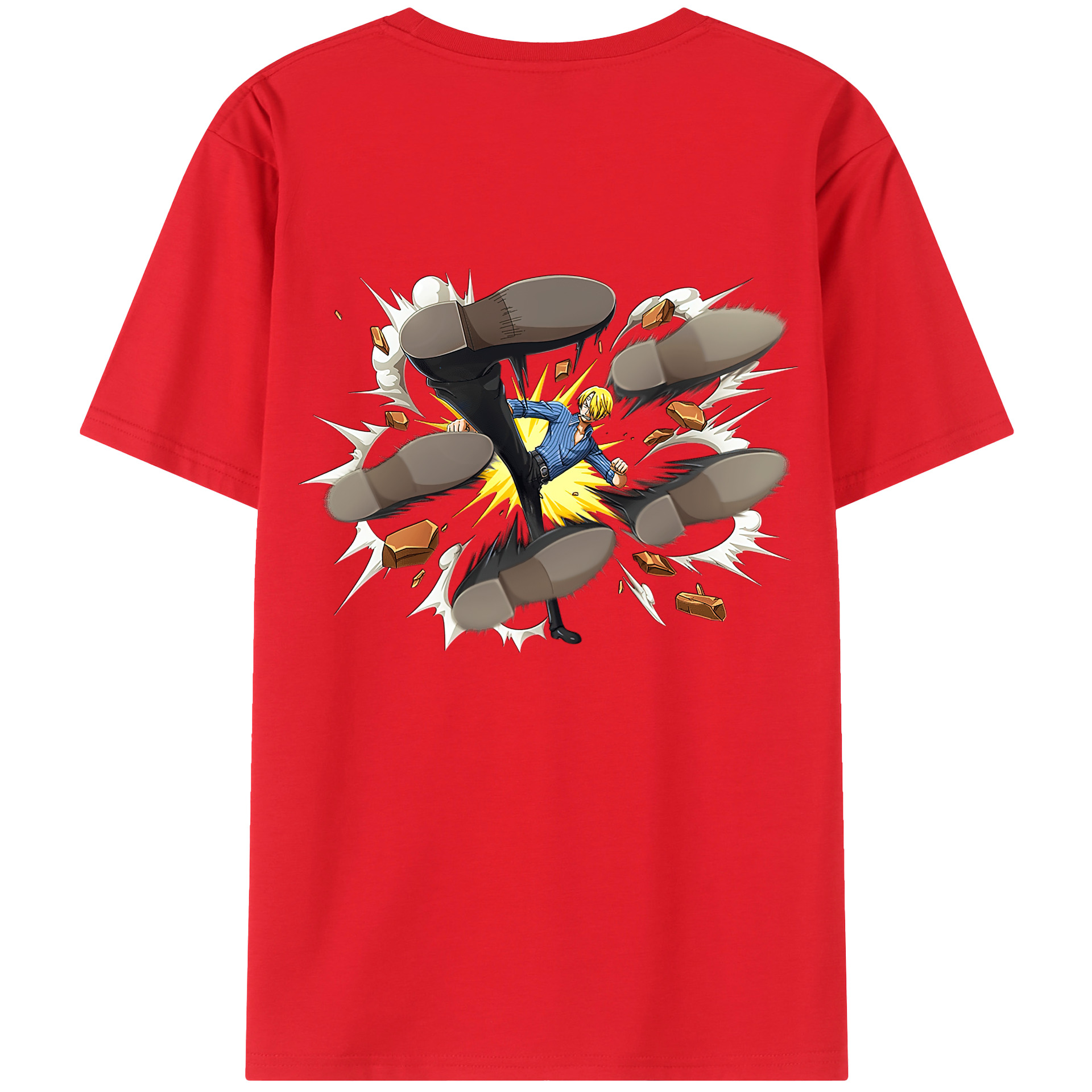 （画像用） ワンピース サンジ ONE PIECE Sanji 綿100％ メンズ半袖Tシャツ（バックプリント） 通気性