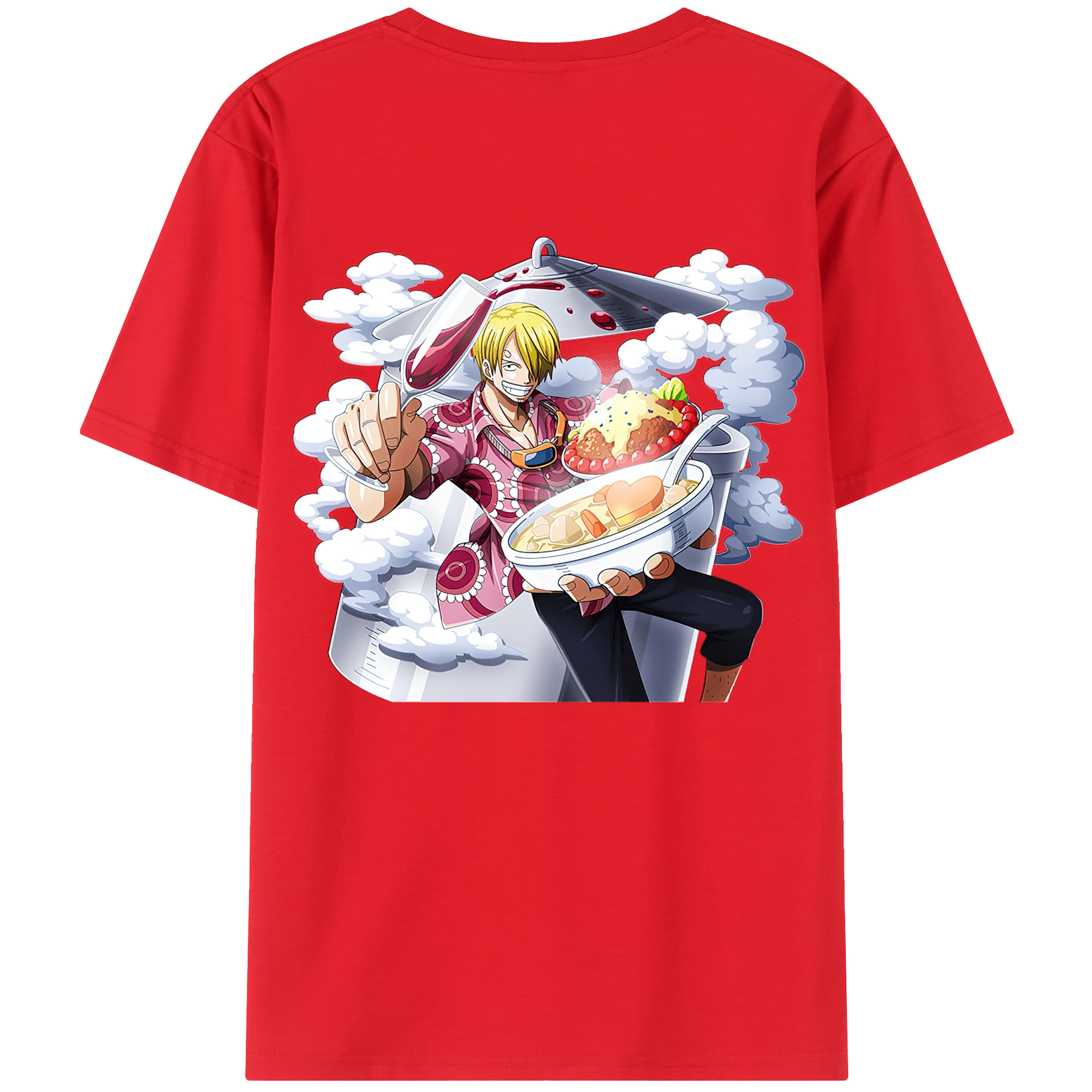 （画像用） ワンピース サンジ ONE PIECE Sanji 綿100％ メンズ半袖Tシャツ（バックプリント） 通気性