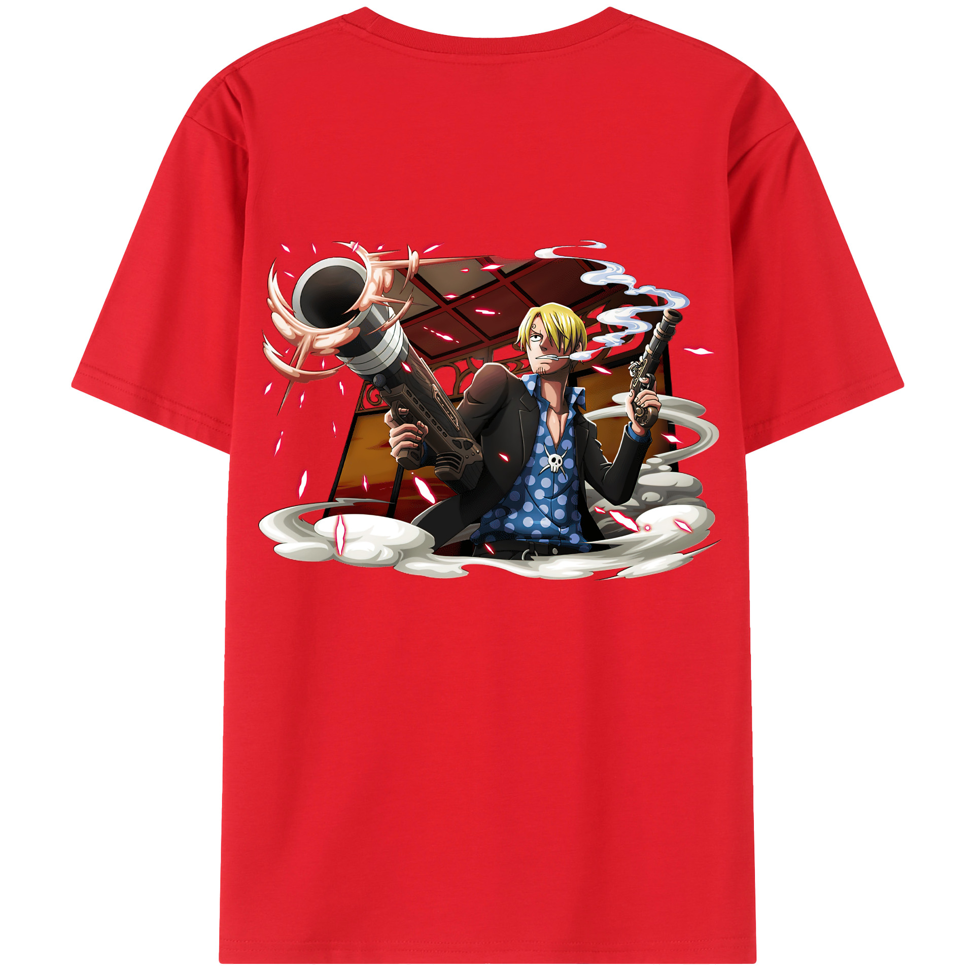 （画像用） ワンピース サンジ ONE PIECE Sanji 綿100％ メンズ半袖Tシャツ（バックプリント） 通気性