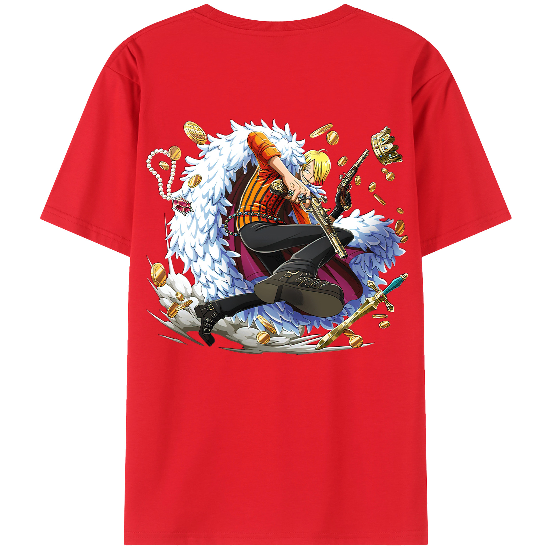（画像用） ワンピース サンジ ONE PIECE Sanji 綿100％ メンズ半袖Tシャツ（バックプリント） 通気性