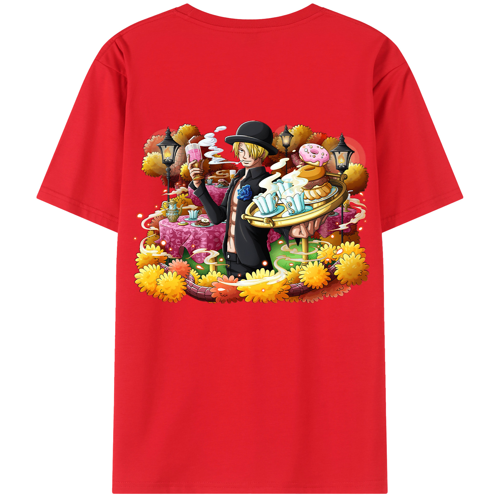（画像用） ワンピース サンジ ONE PIECE Sanji 綿100％ メンズ半袖Tシャツ（バックプリント） 通気性