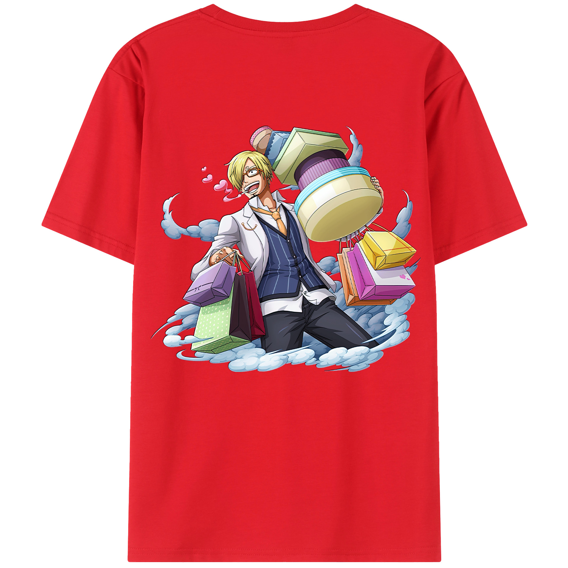 （画像用） ワンピース サンジ ONE PIECE Sanji 綿100％ メンズ半袖Tシャツ（バックプリント） 通気性