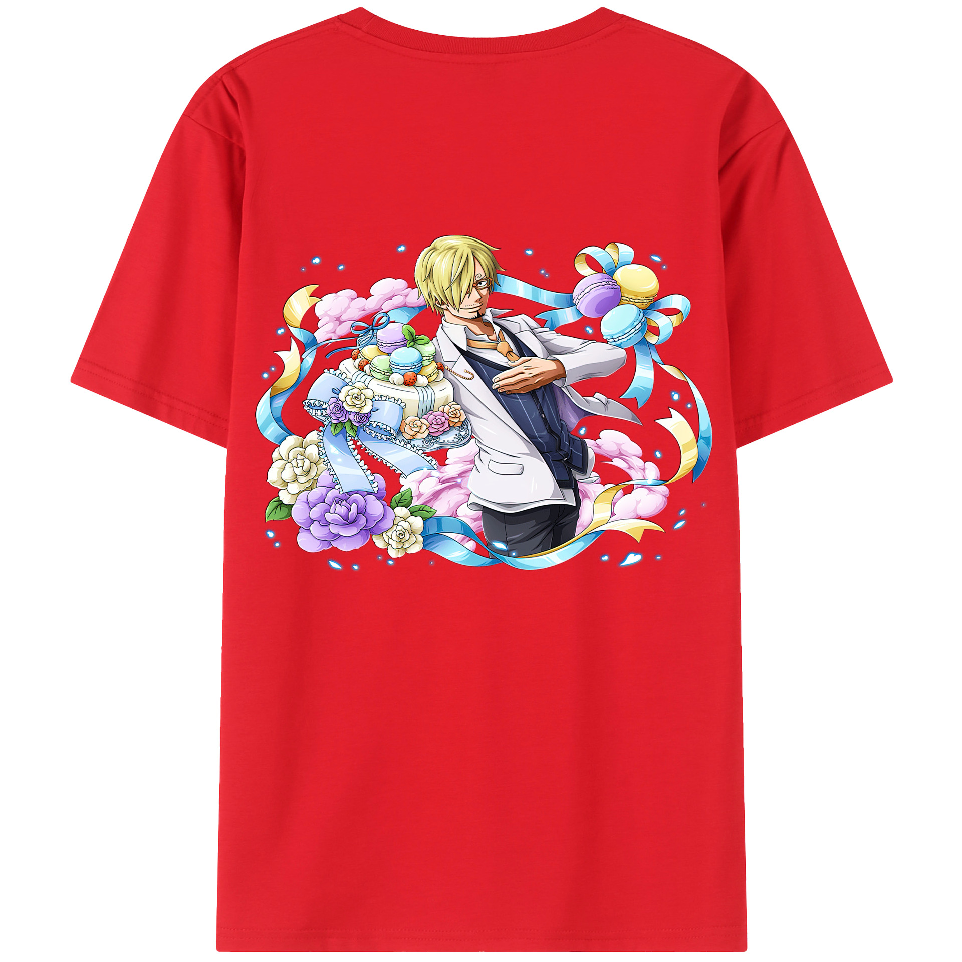 （画像用） ワンピース サンジ ONE PIECE Sanji 綿100％ メンズ半袖Tシャツ（バックプリント） 通気性