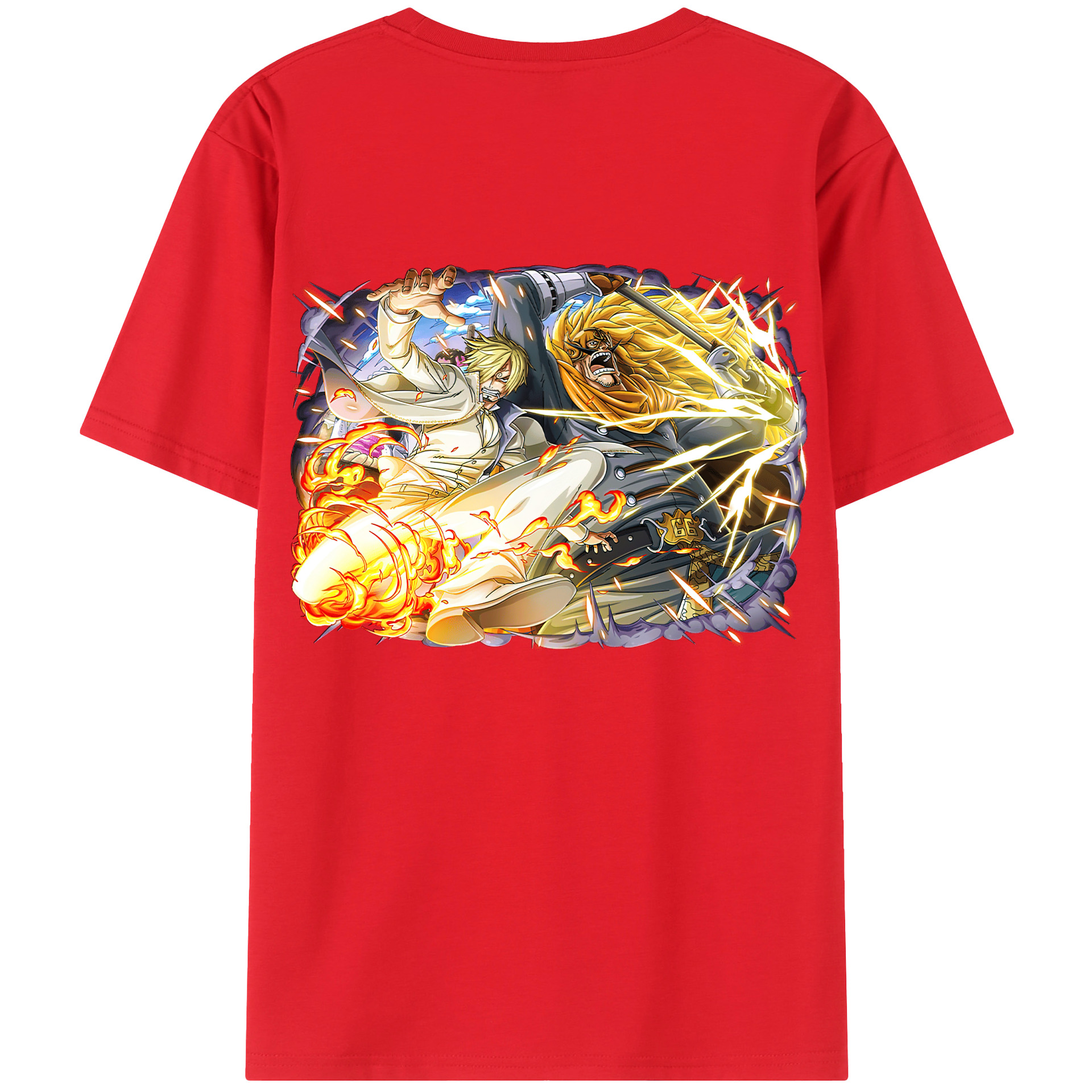 （画像用） ワンピース サンジ ONE PIECE Sanji 綿100％ メンズ半袖Tシャツ（バックプリント） 通気性