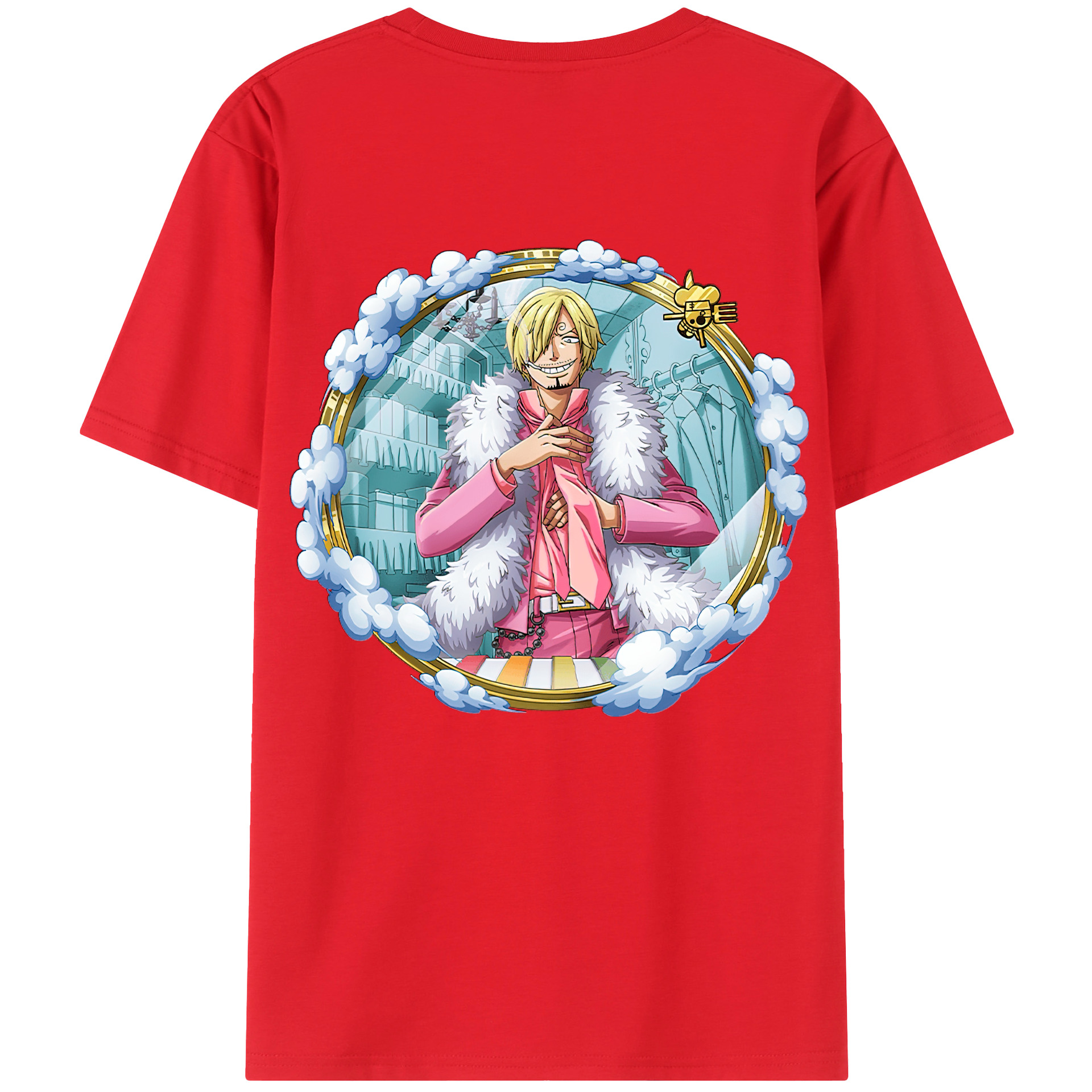 （画像用） ワンピース サンジ ONE PIECE Sanji 綿100％ メンズ半袖Tシャツ（バックプリント） 通気性