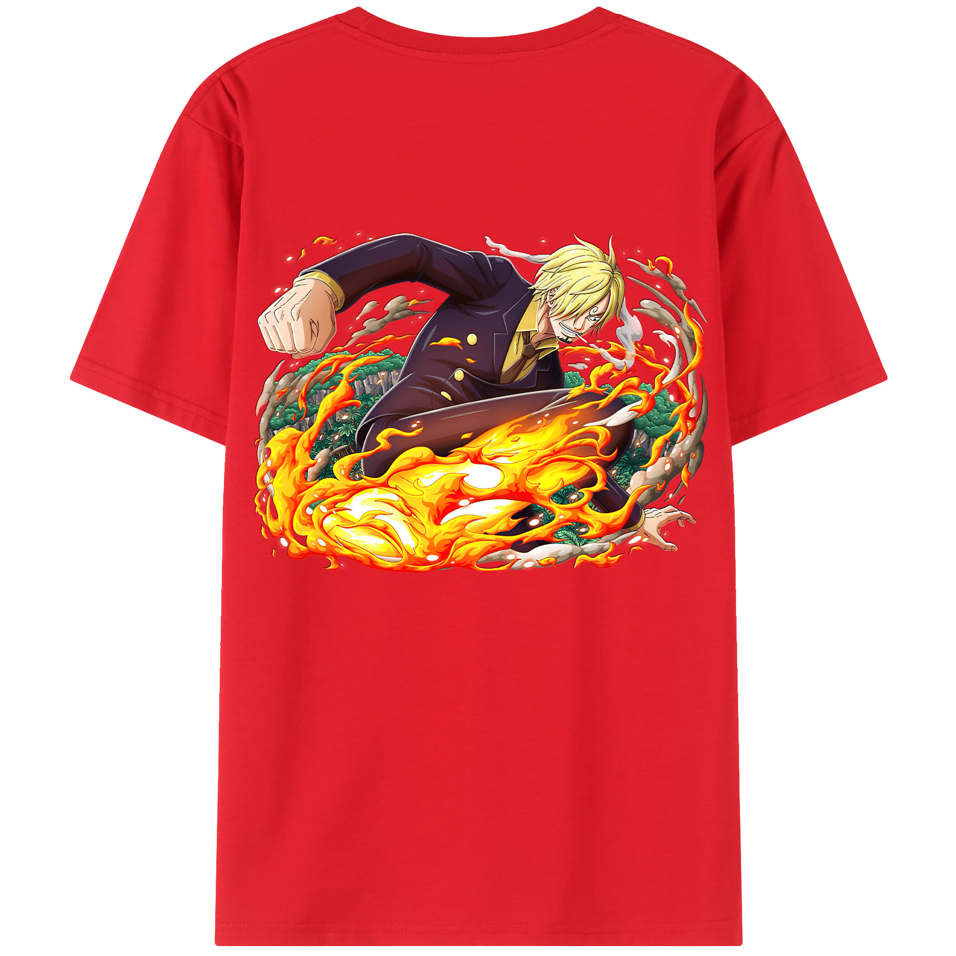 （画像用） ワンピース サンジ ONE PIECE Sanji 綿100％ メンズ半袖Tシャツ（バックプリント） 通気性