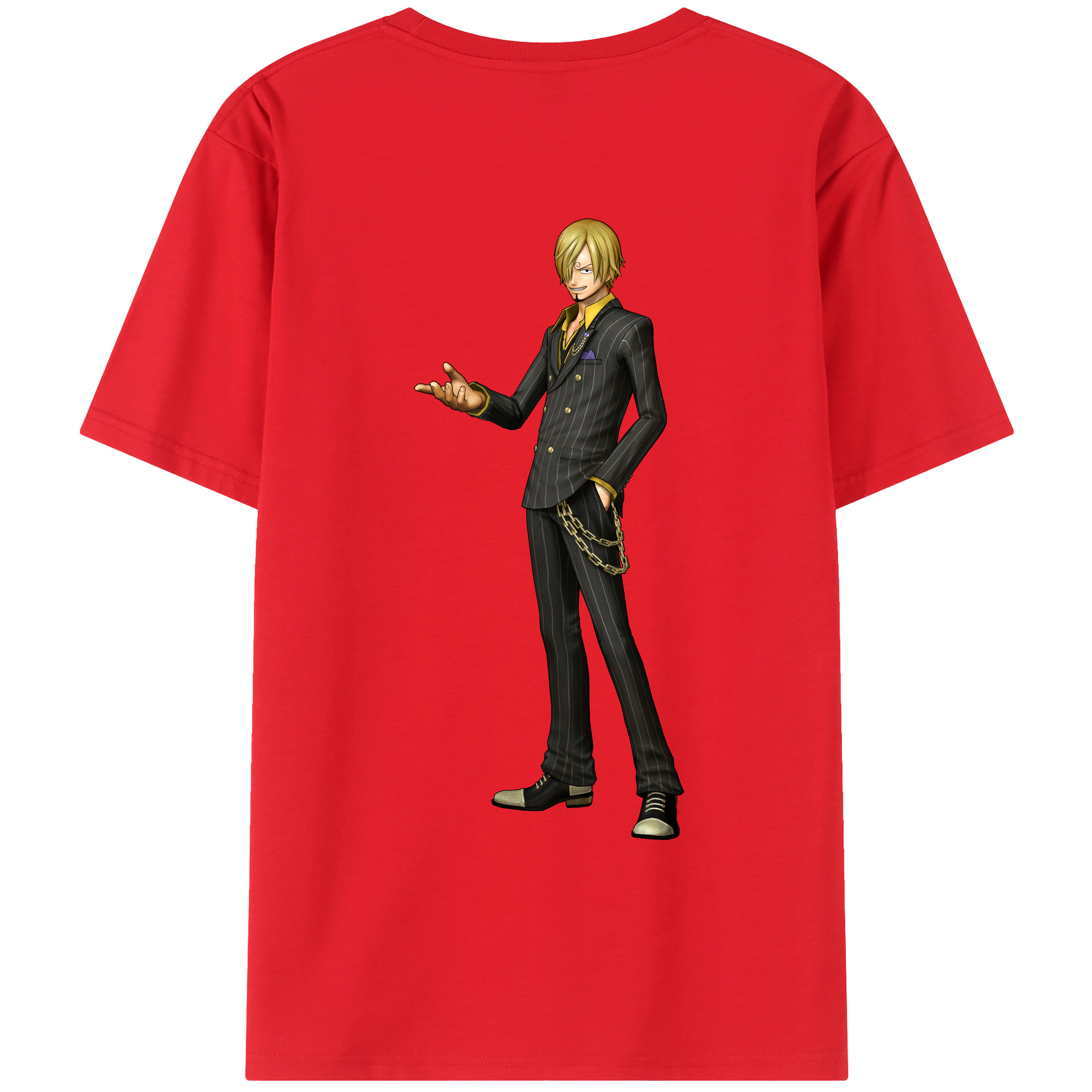 （画像用） ワンピース サンジ ONE PIECE Sanji 綿100％ メンズ半袖Tシャツ（バックプリント） 通気性