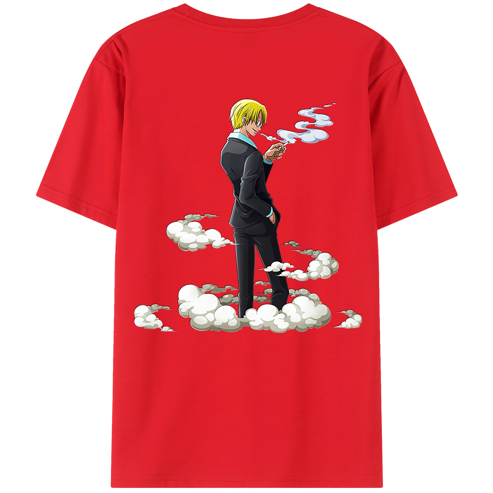 （画像用） ワンピース サンジ ONE PIECE Sanji 綿100％ メンズ半袖Tシャツ（バックプリント） 通気性